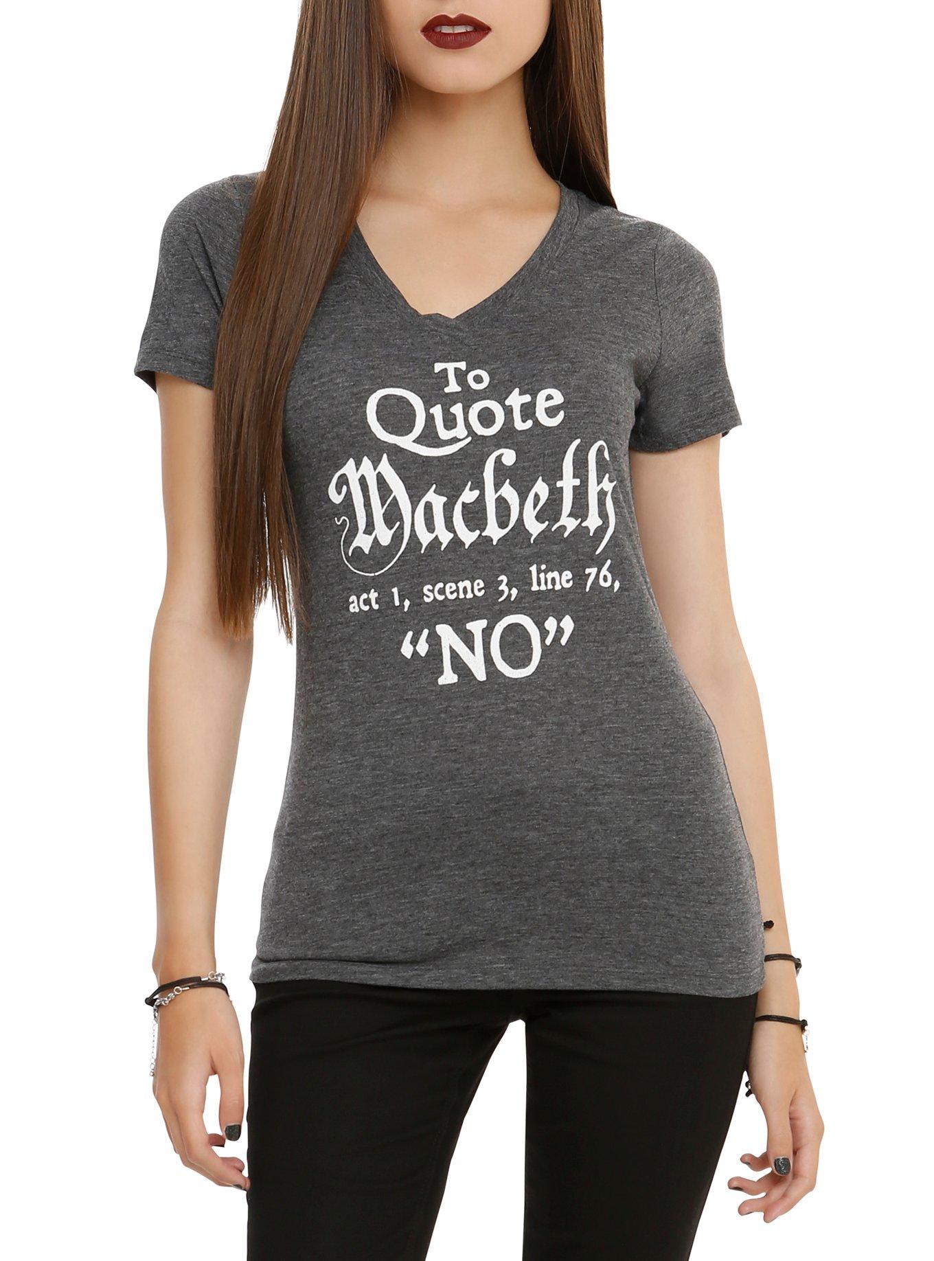 Quote Macbeth No Girls V-Neck T-Shirt, BLACK, hi-res