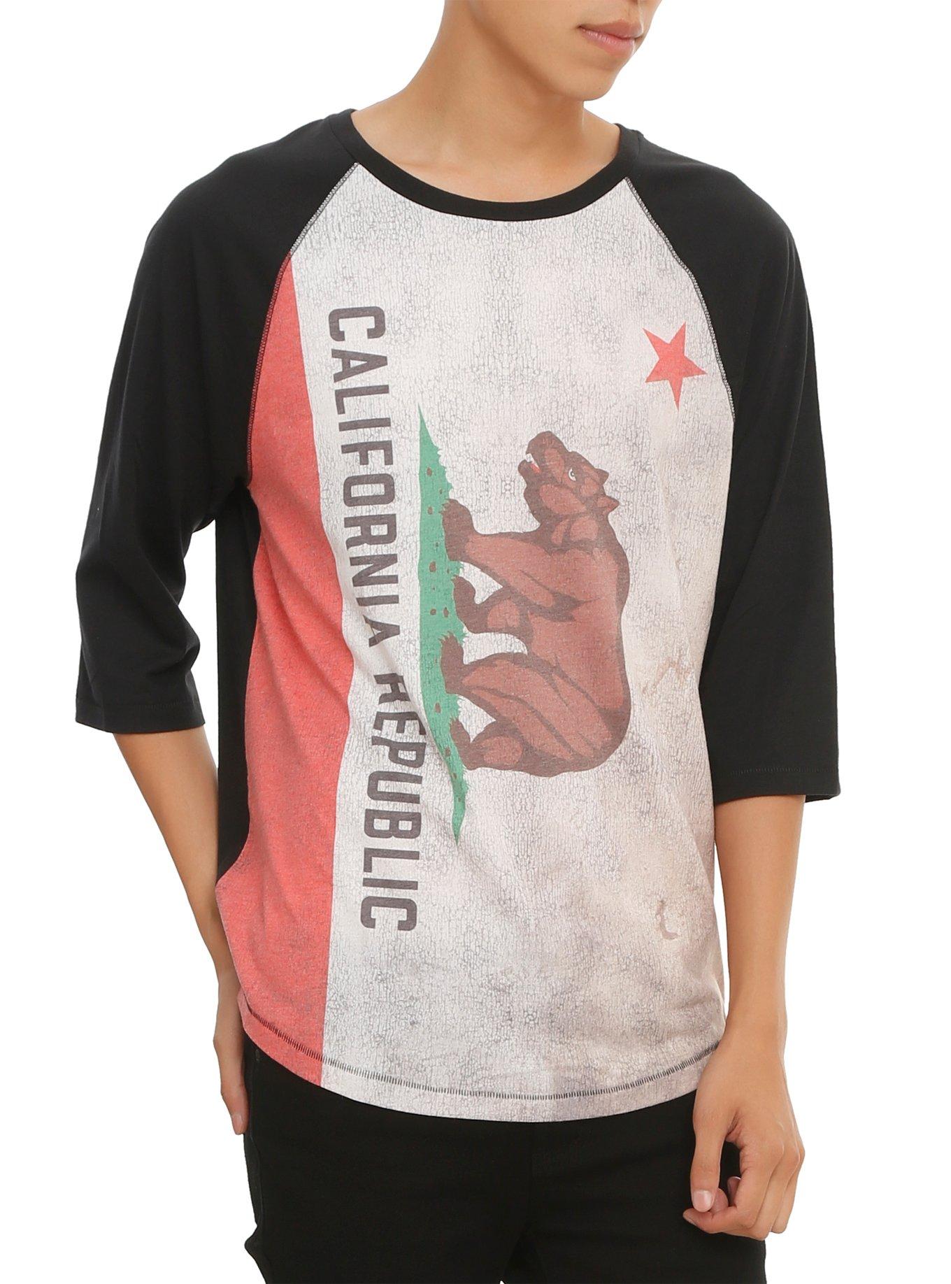 XXX RUDE California Flag Raglan, BLACK, hi-res
