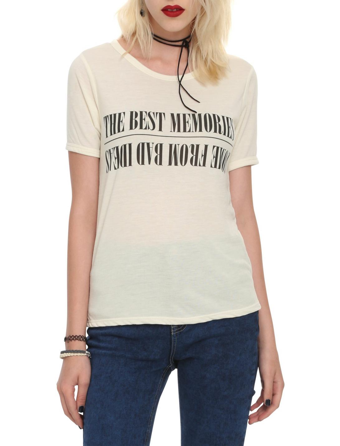 Best Memories Bad Ideas Girls T-Shirt, IVORY, hi-res