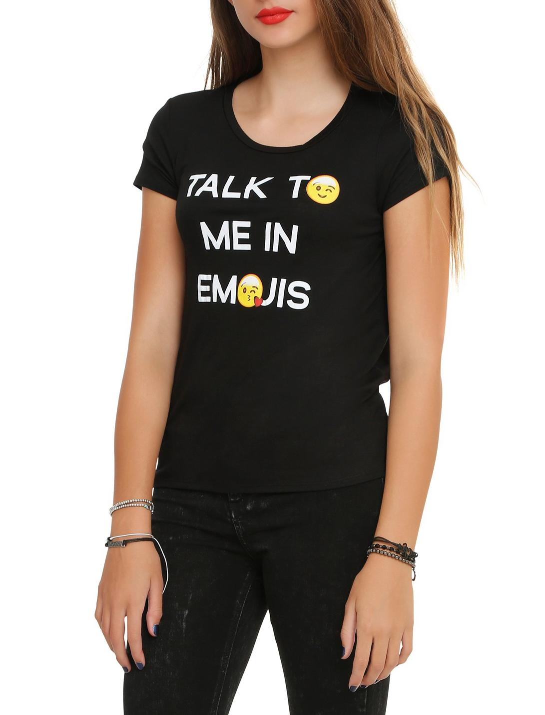 Talk To Me In Emojis Girls T-Shirt, BLACK, hi-res