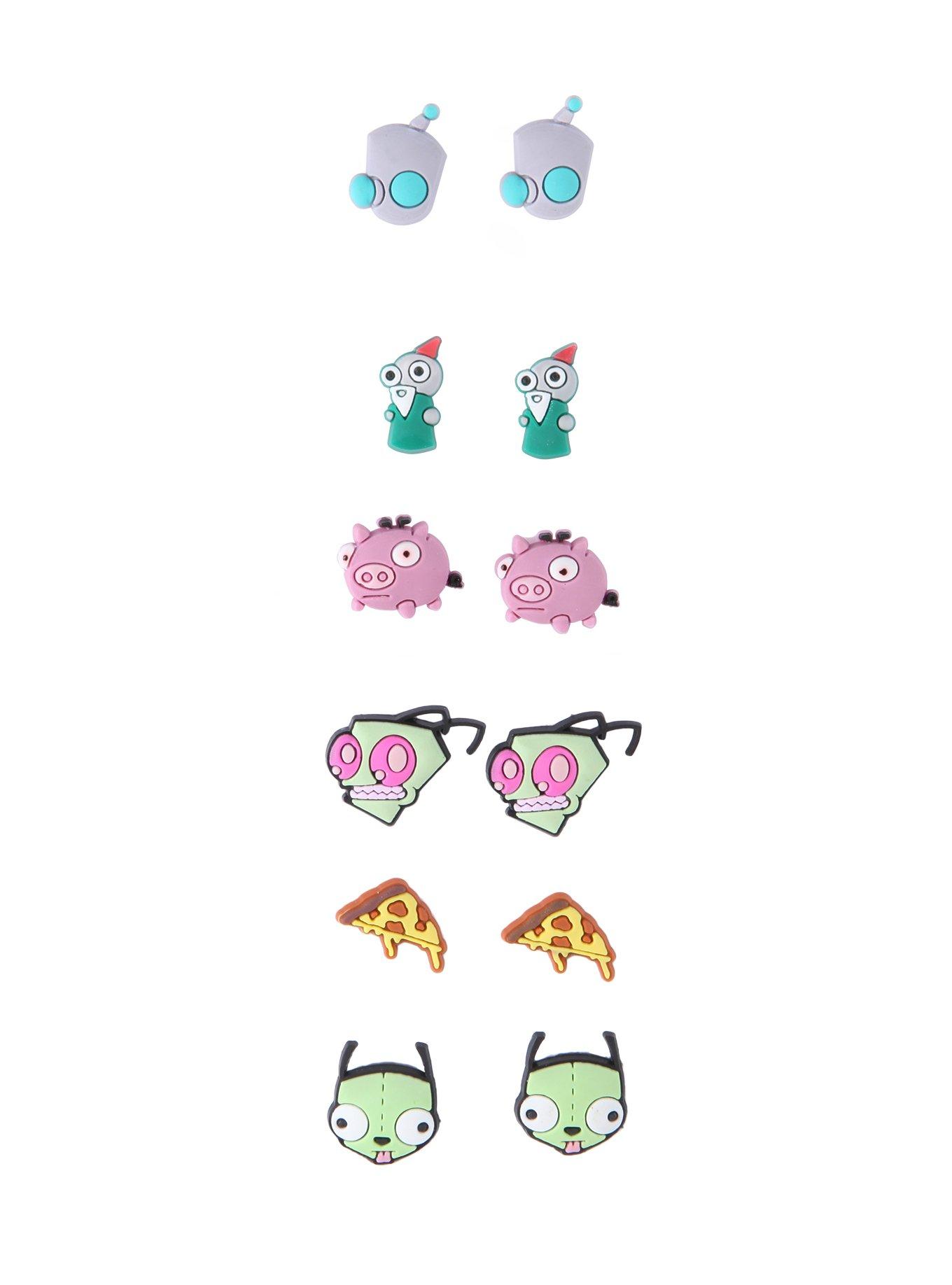 Invader Zim Character Earrings 6 Pair, , hi-res