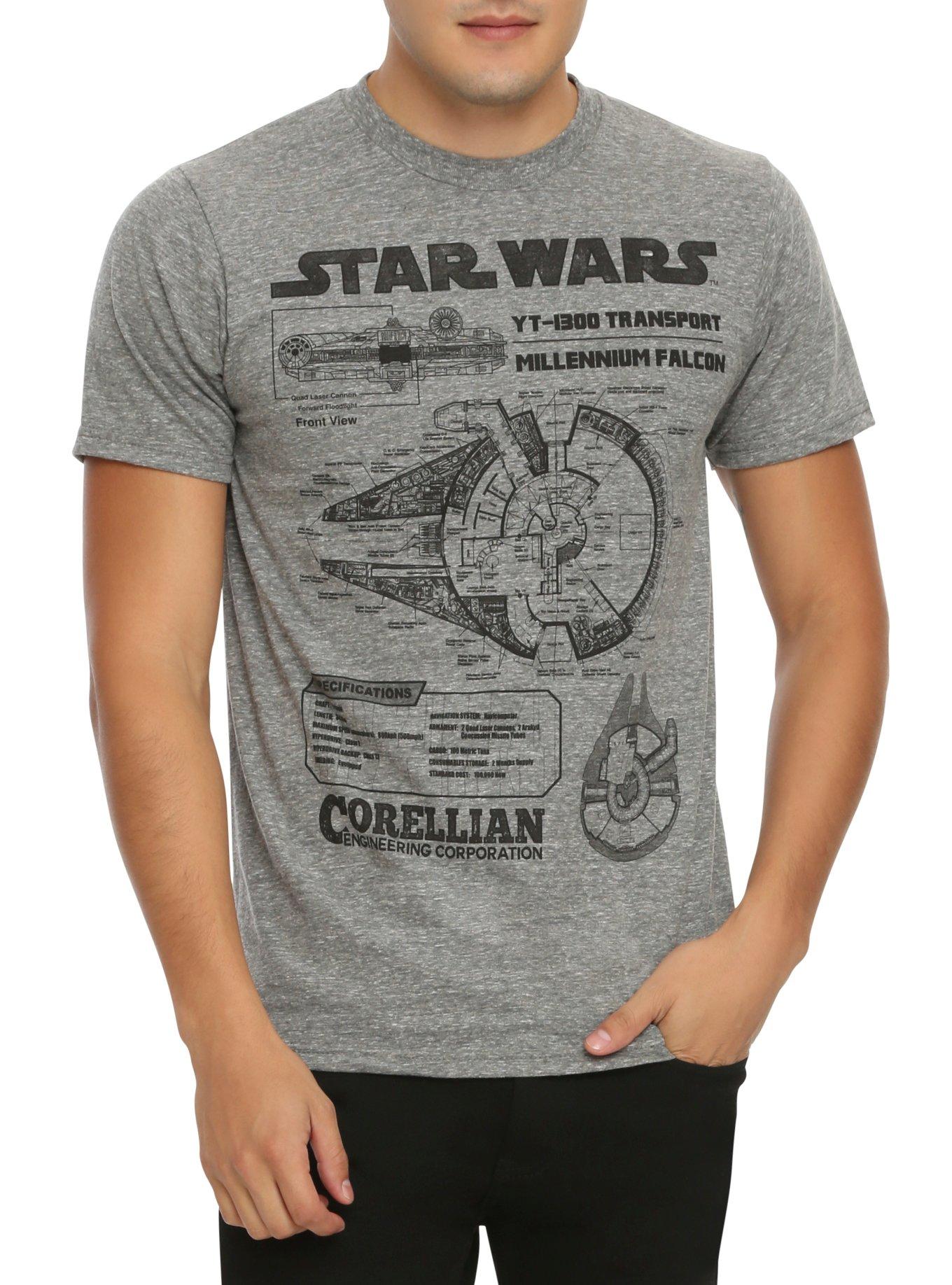 Star Wars Millennium Falcon Blueprint T-Shirt, DARK GRAY, hi-res