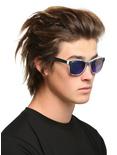 Etched Skeleton Smooth Touch Blue Flash Retro Sunglasses, , hi-res