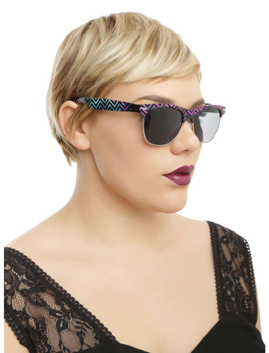 Galaxy Chevron Half-Rim Sunglasses, , hi-res