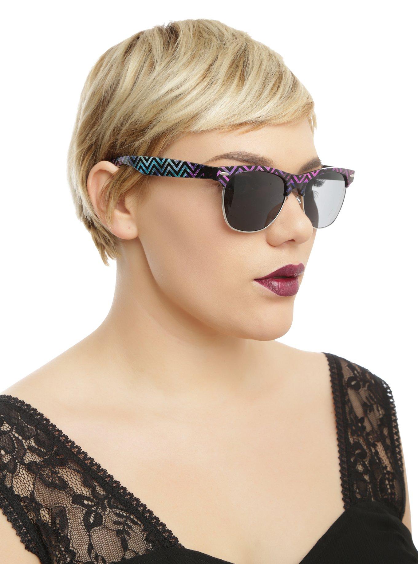 Galaxy Chevron Half-Rim Sunglasses, , hi-res