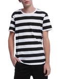 Black and White Striped T-Shirt, BLACK, hi-res