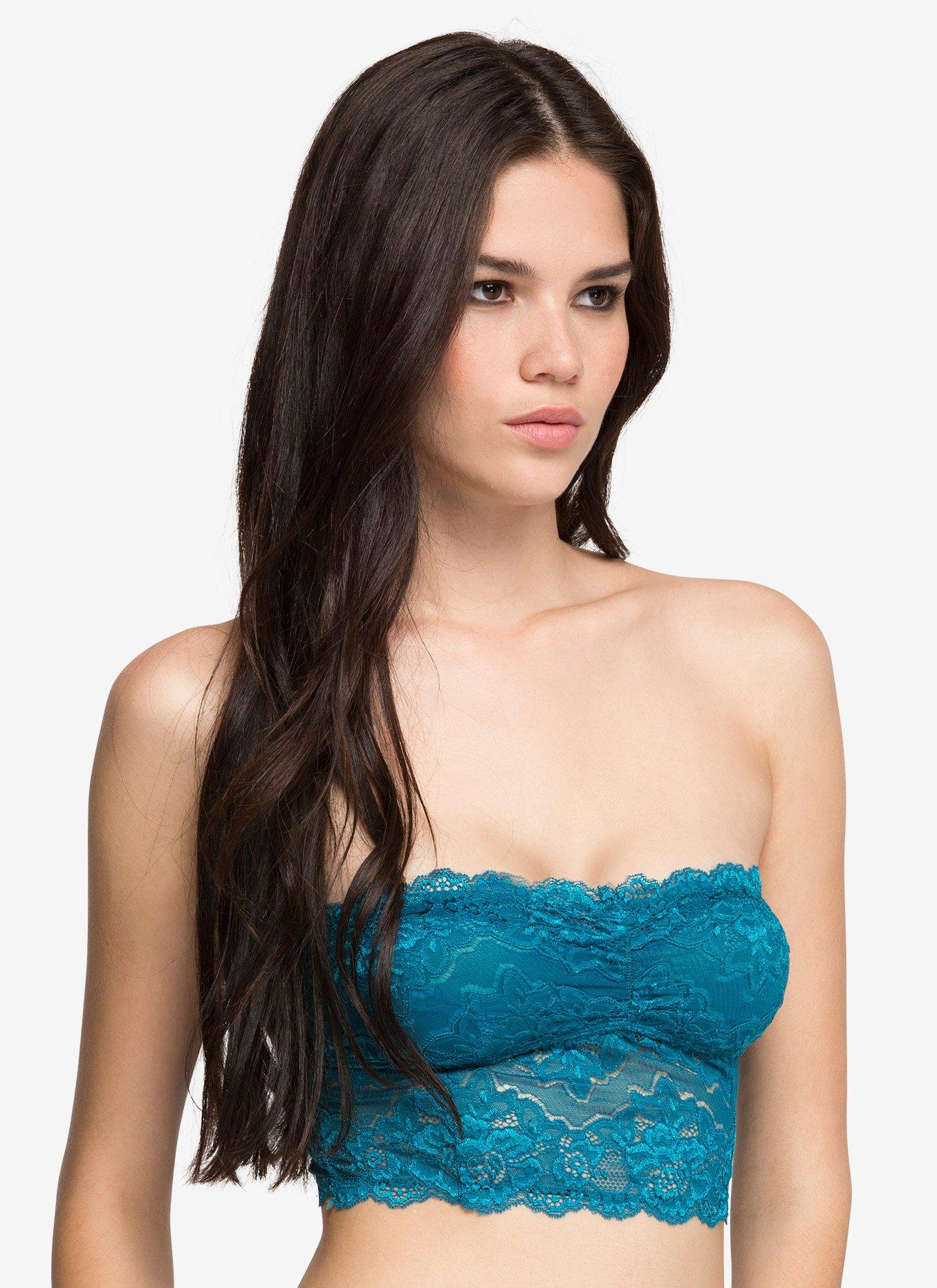 Lace Wide Bandeau Top, BLACK, hi-res