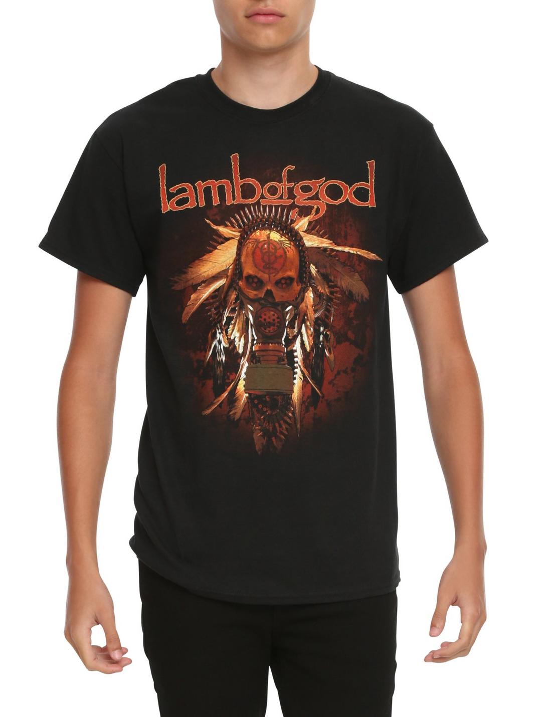 Lamb Of God Gas Mask Skull T-Shirt, BLACK, hi-res