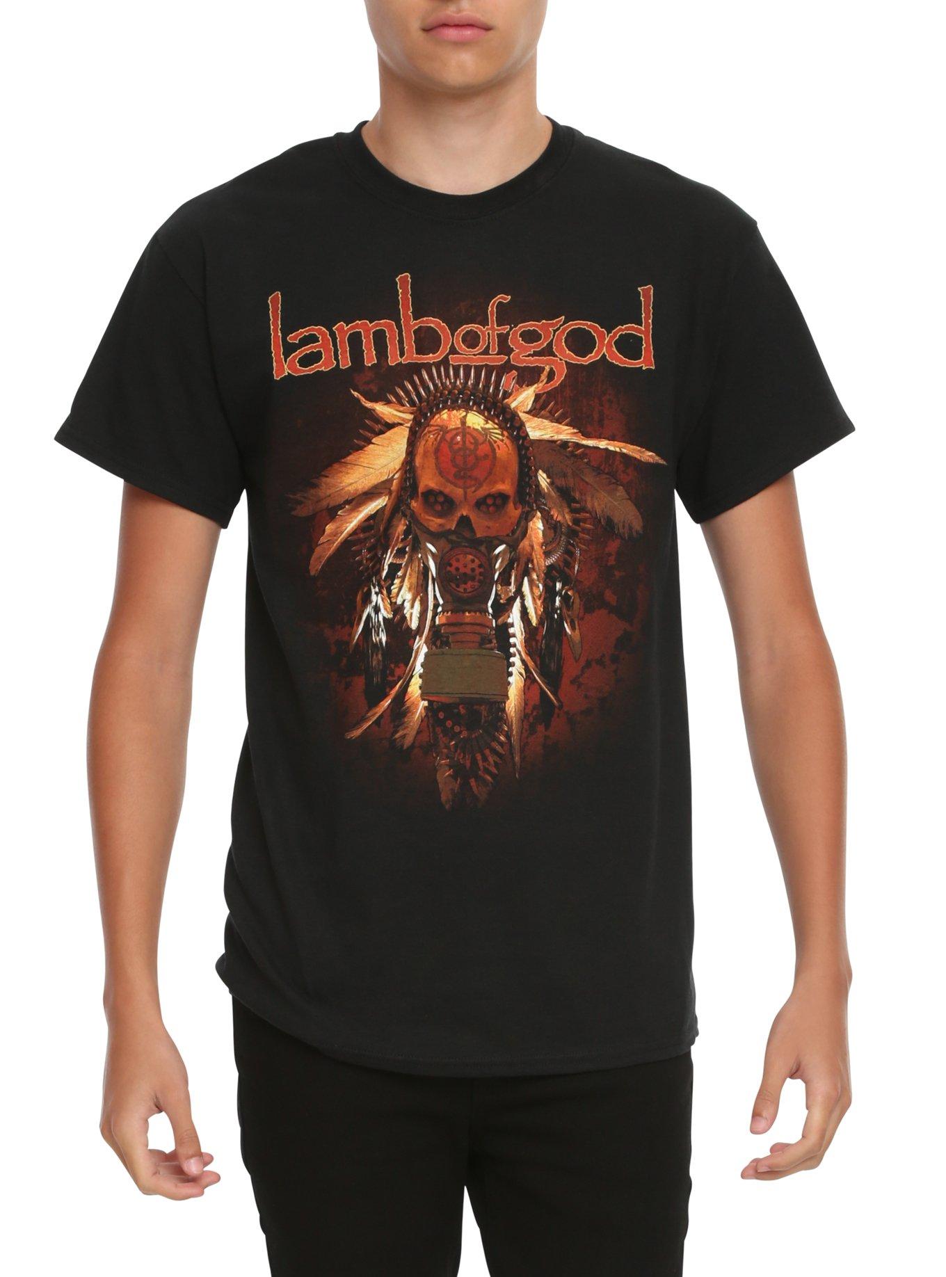 Lamb Of God Gas Mask Skull T-Shirt, BLACK, hi-res