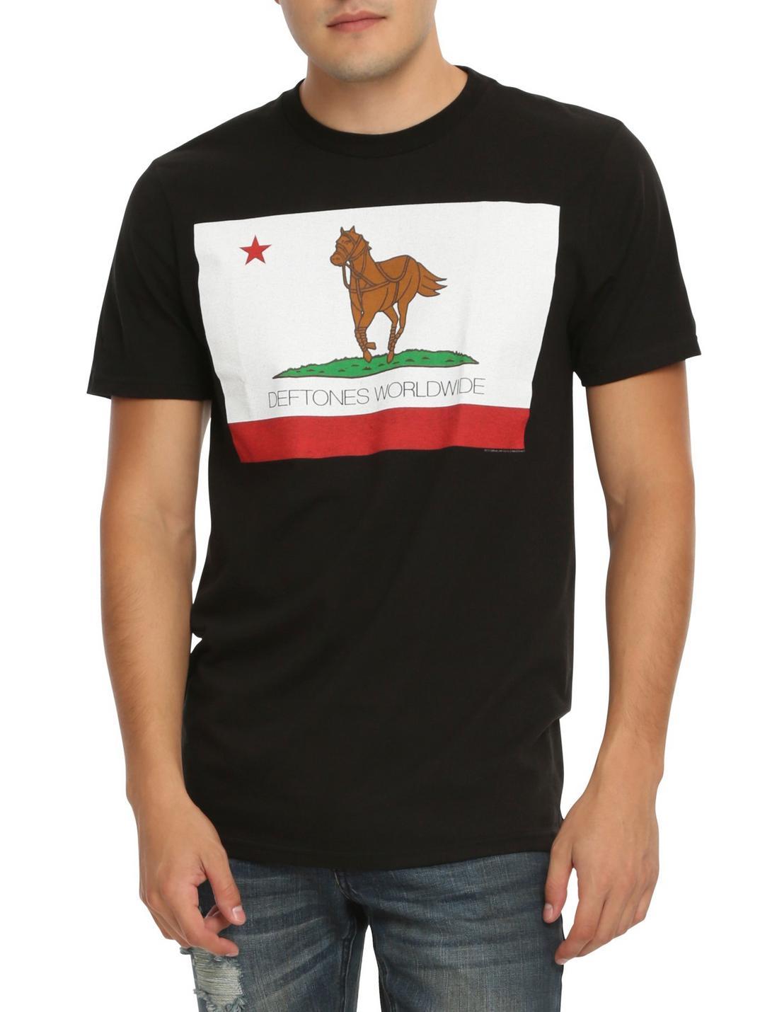 Deftones Worldwide Cali Flag T-Shirt, BLACK, hi-res