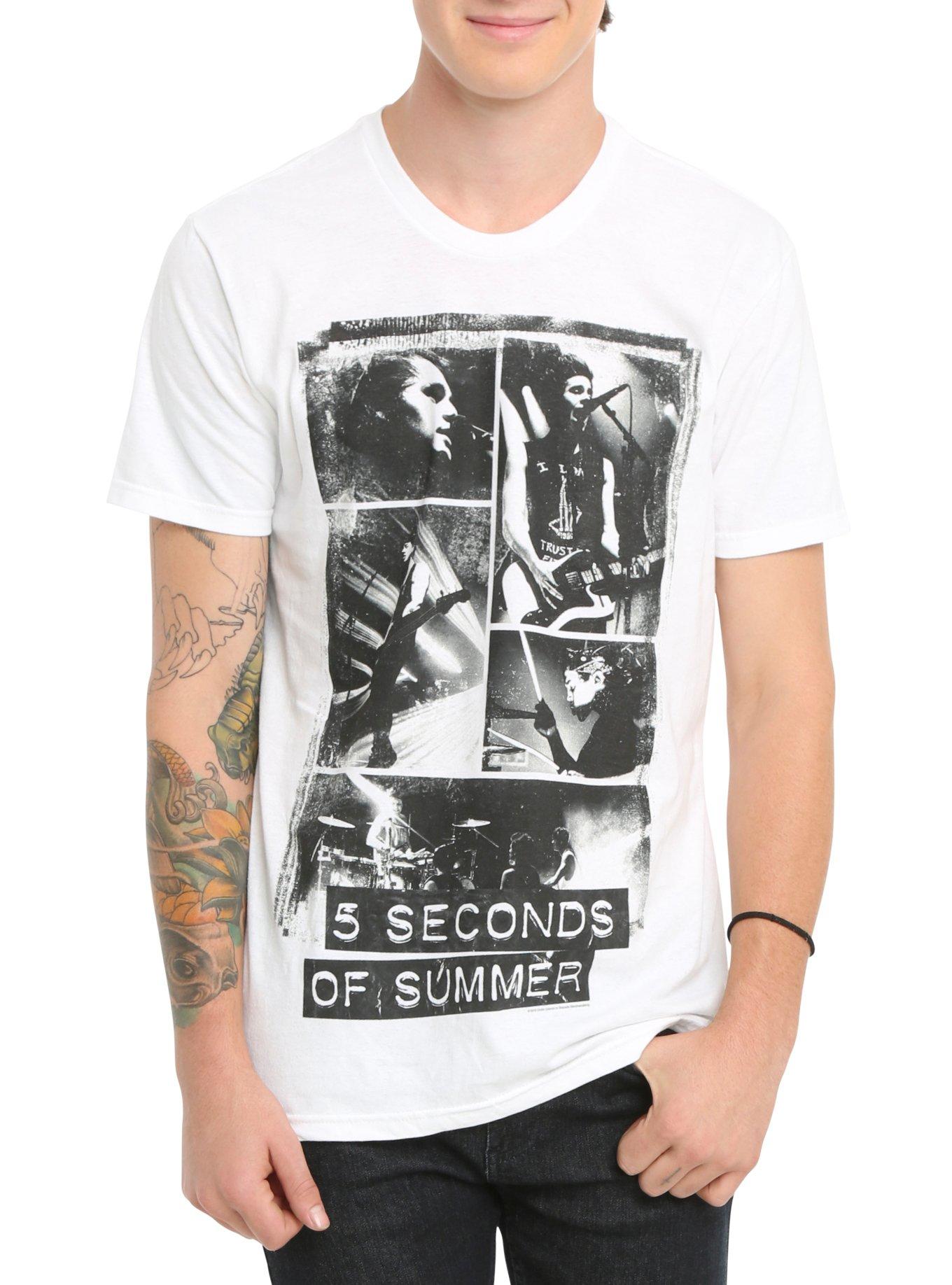 5 Seconds Of Summer Live Collage T-Shirt, WHITE, hi-res