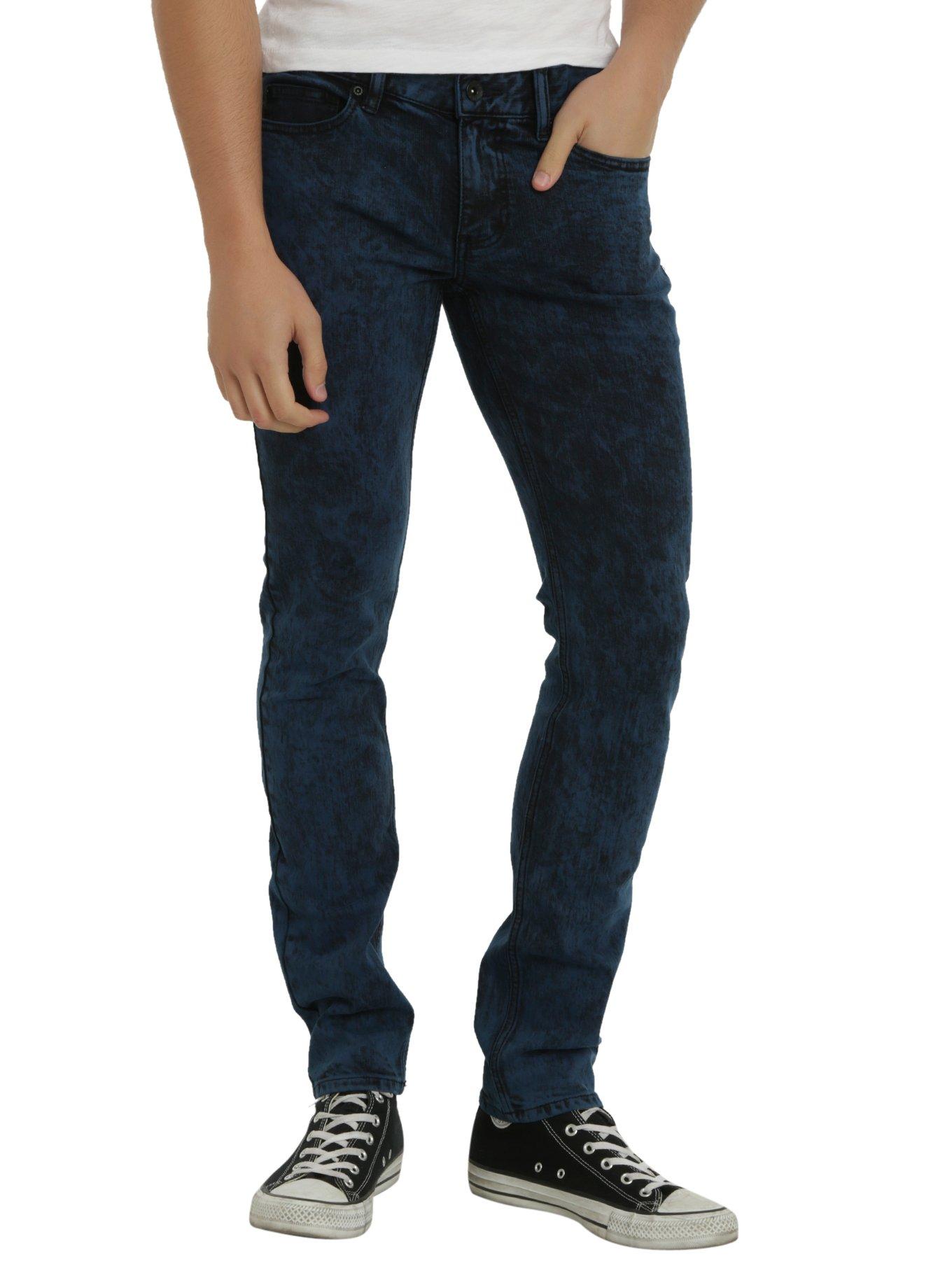 XXX RUDE Blue Acid Wash Skinny Jeans, , hi-res