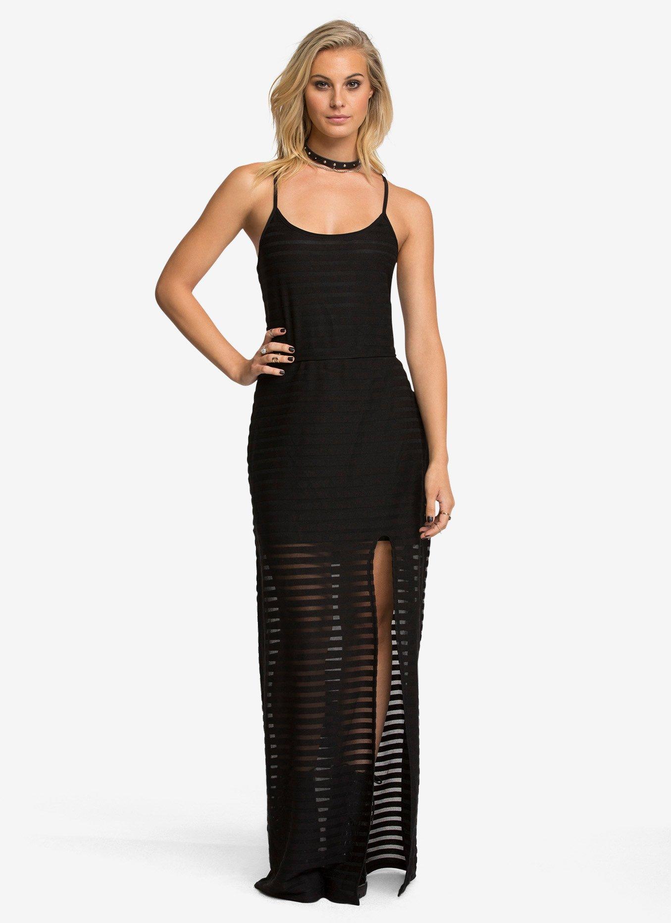 Shadow Stripe Maxi Dress, BLACK, hi-res