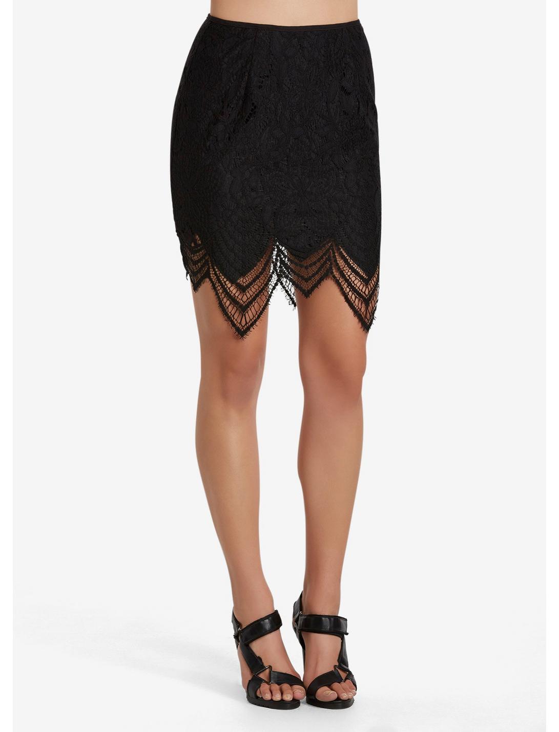 Eyelash Lace Mini Skirt, BLACK, hi-res