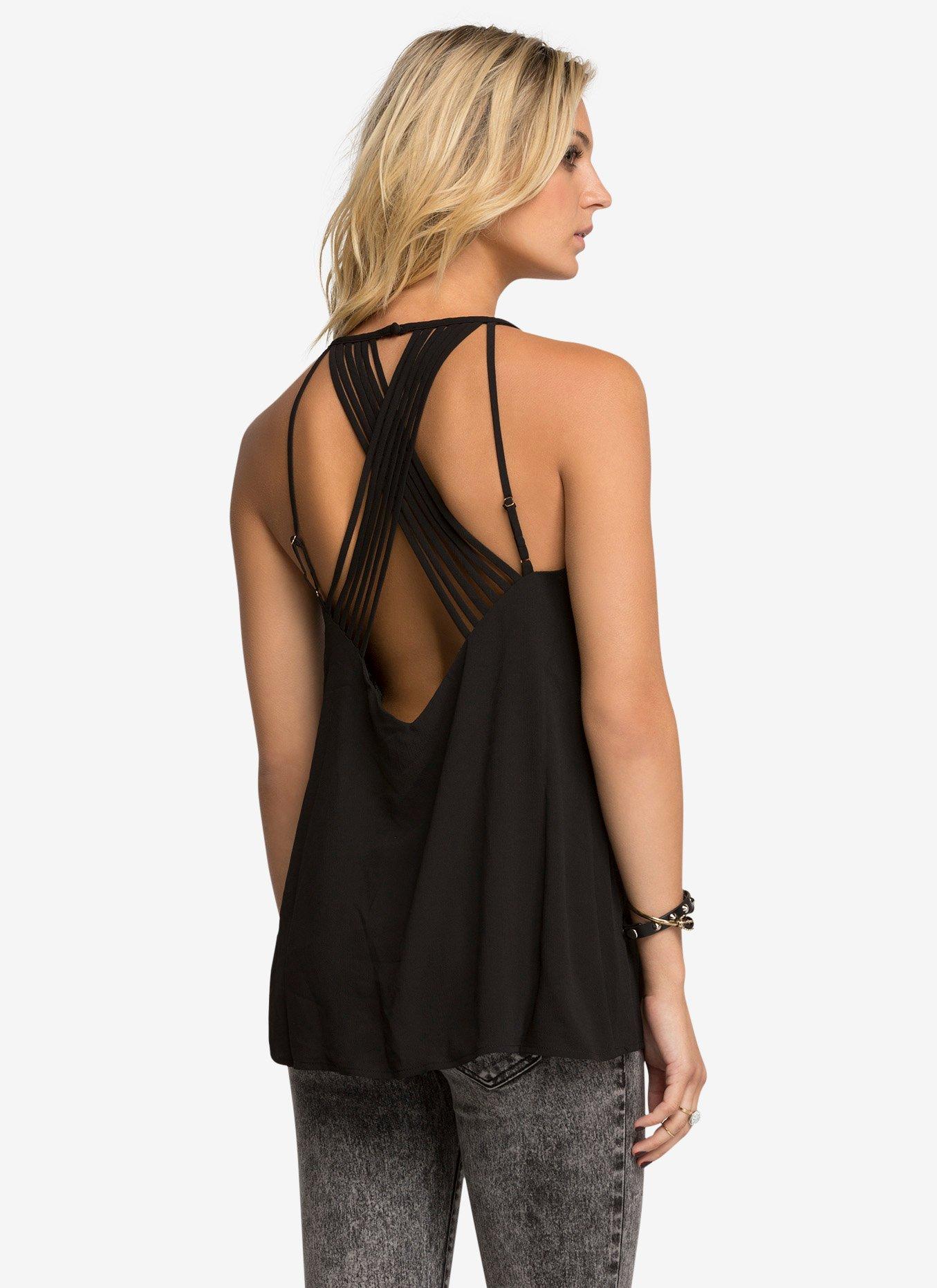 Strappy Tank Top, BLACK, hi-res