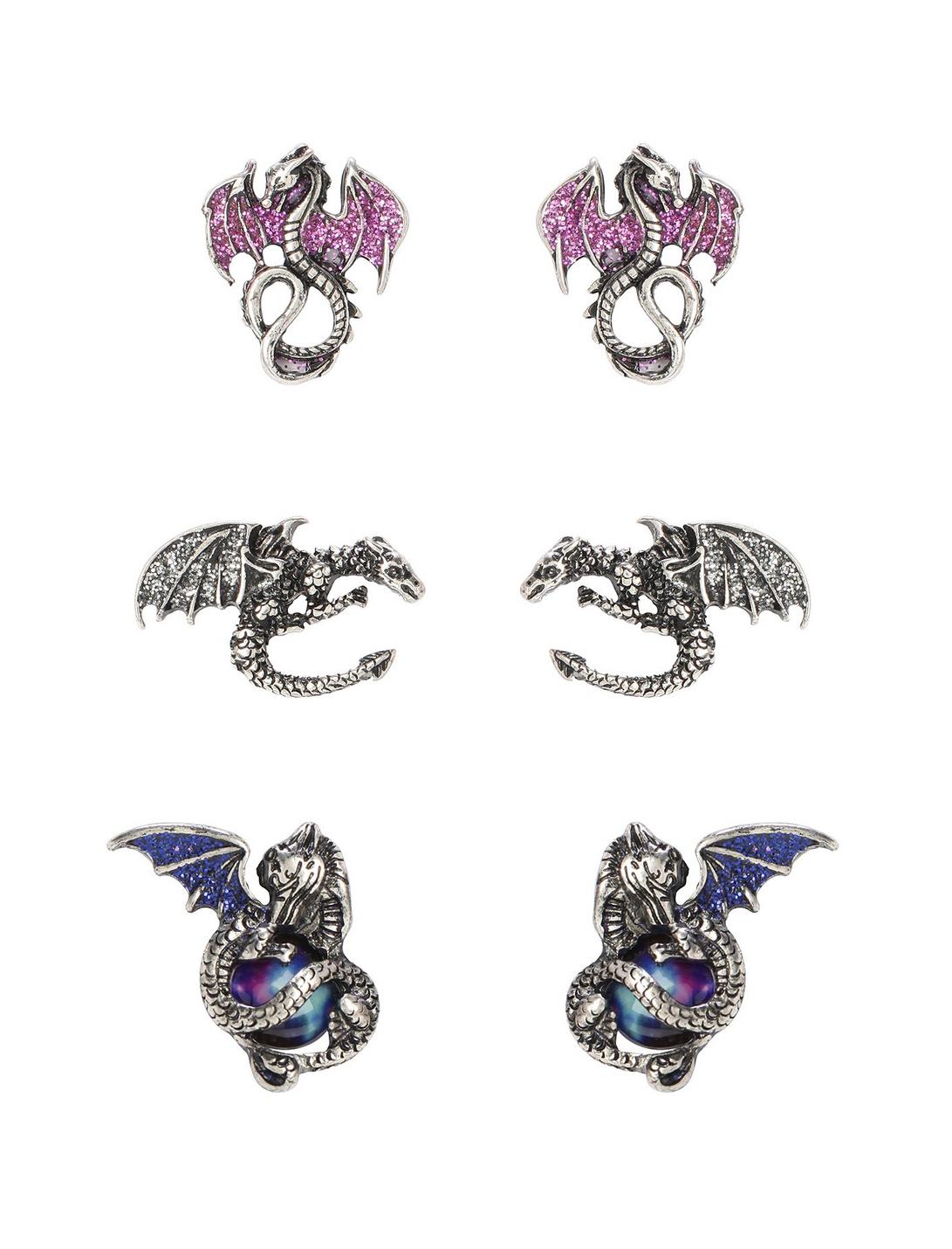 LOVEsick Dragon Earrings 3 Pair, , hi-res