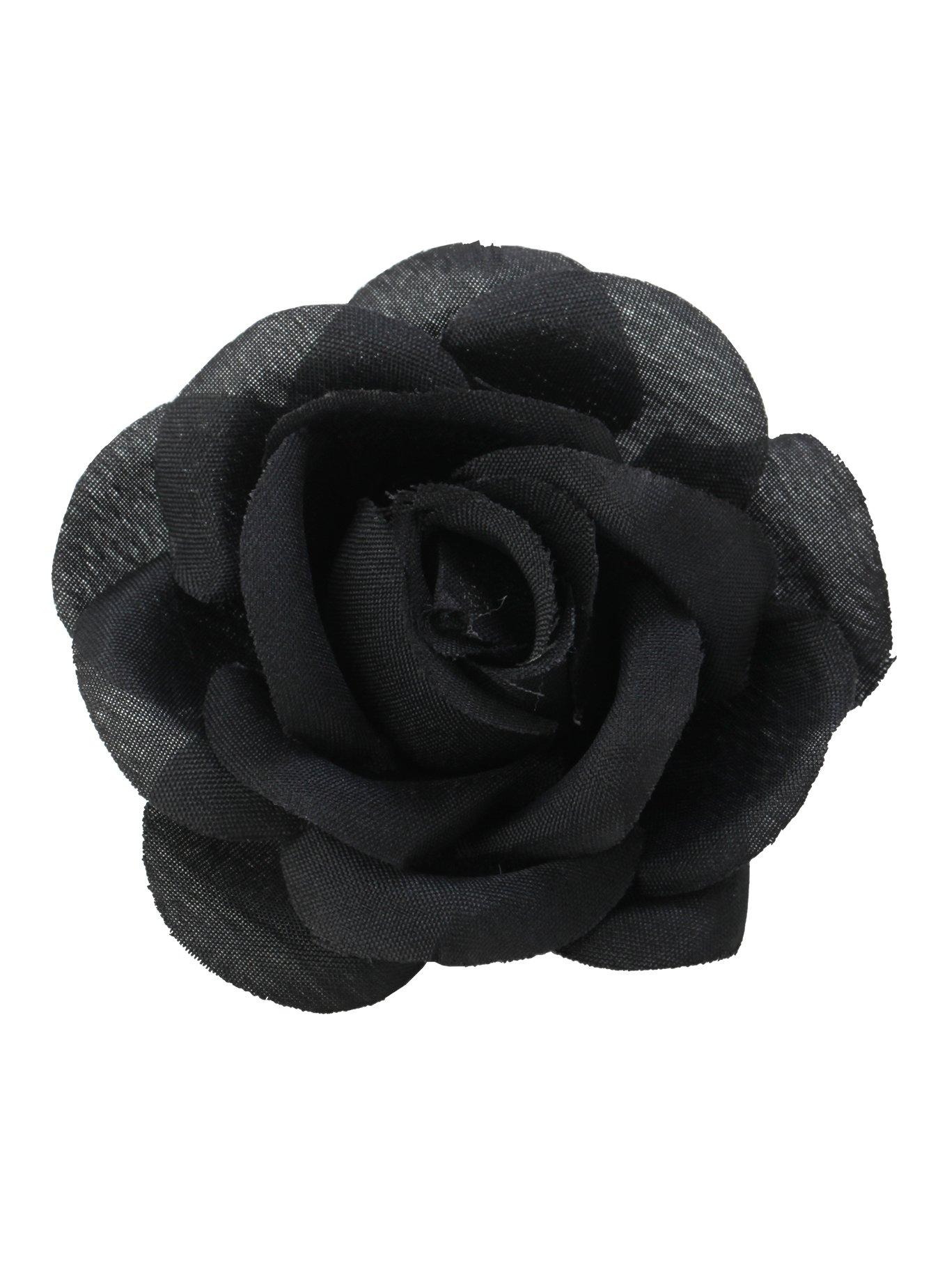 Black Mini Rose Hair Clip Hot Topic