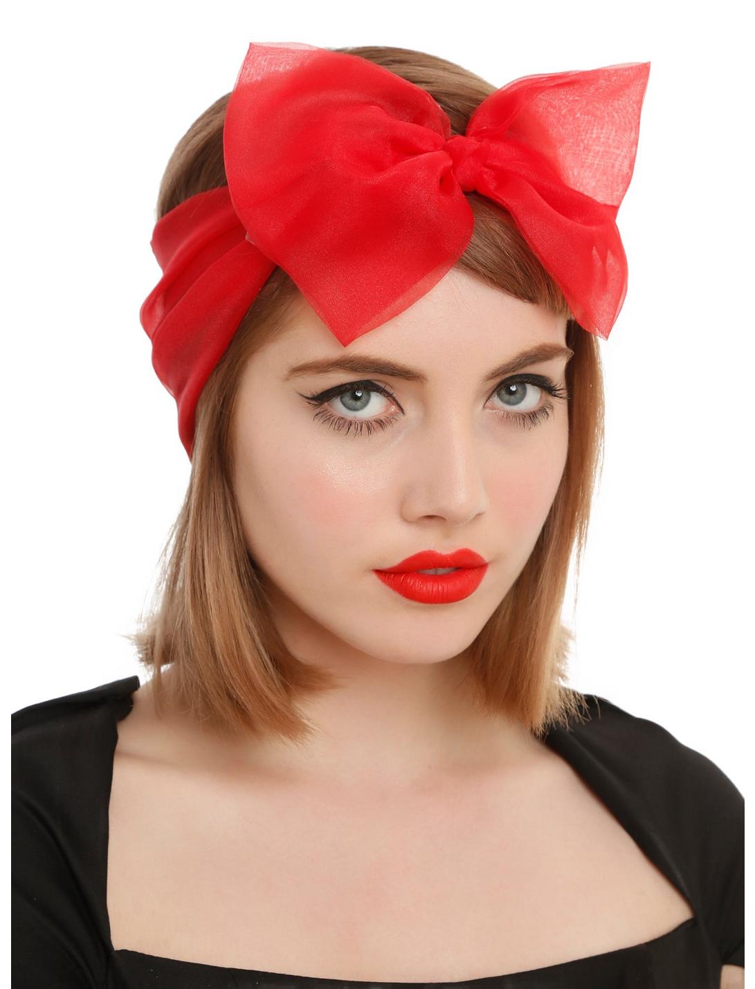 Red Chiffon Large Bow Headband, , hi-res