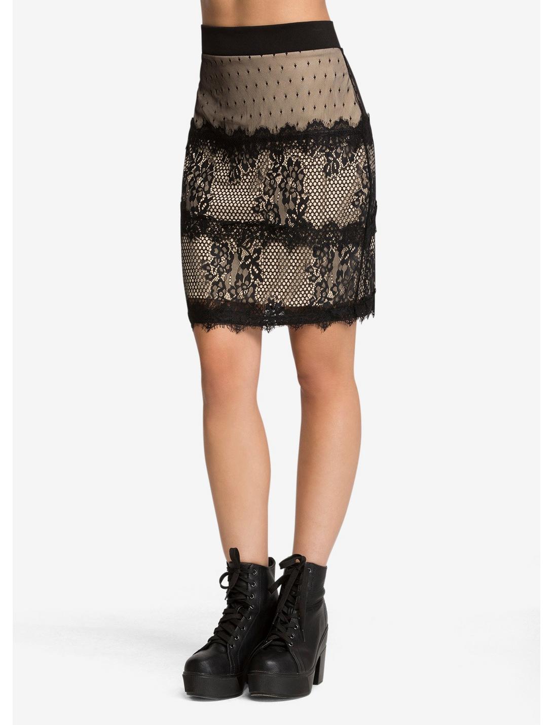 Lace Pencil Skirt, BLACK, hi-res