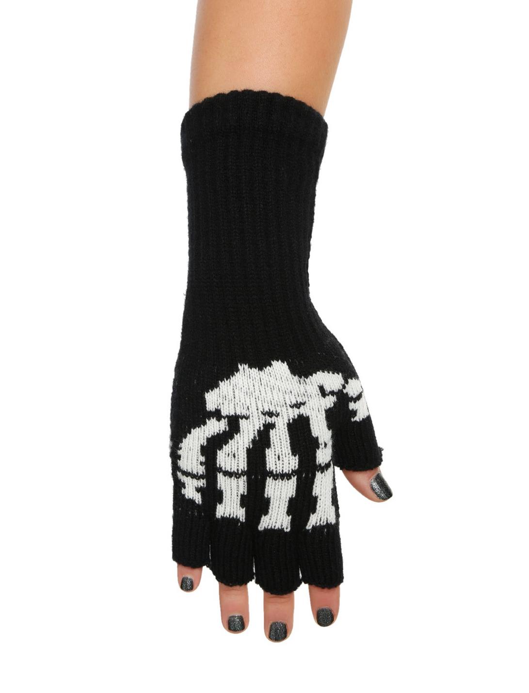 Skeleton Fingerless Gloves, , hi-res