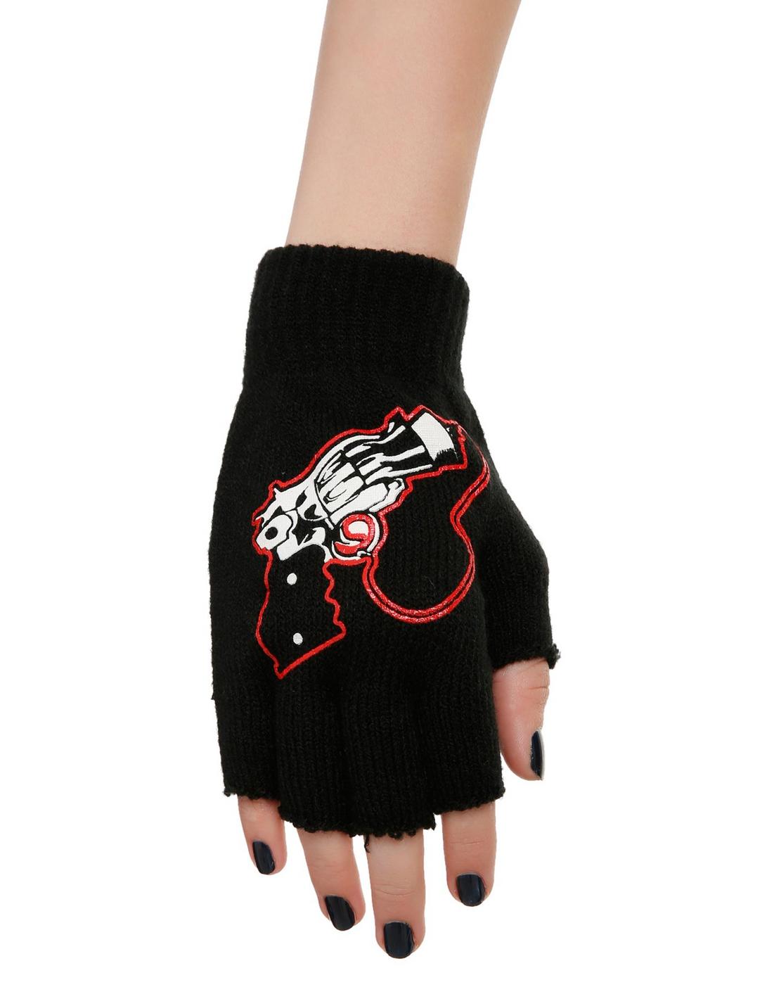 DC Comics Harley Quinn Pop-Gun Knit Fingerless Gloves, , hi-res