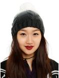 Black & White Ombre Cable Knit Pom Beanie, , hi-res