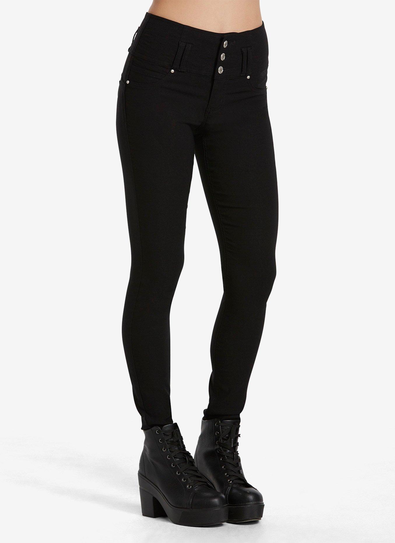 High-Waist Skinny Jeans, BLACK, hi-res