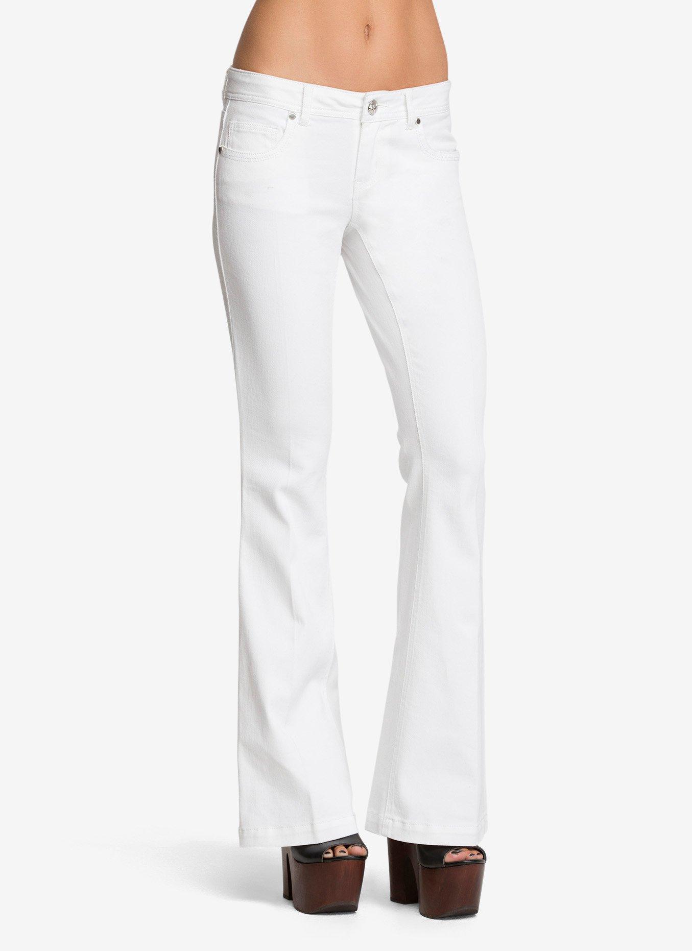 White Flared Jeans, WHITE, hi-res