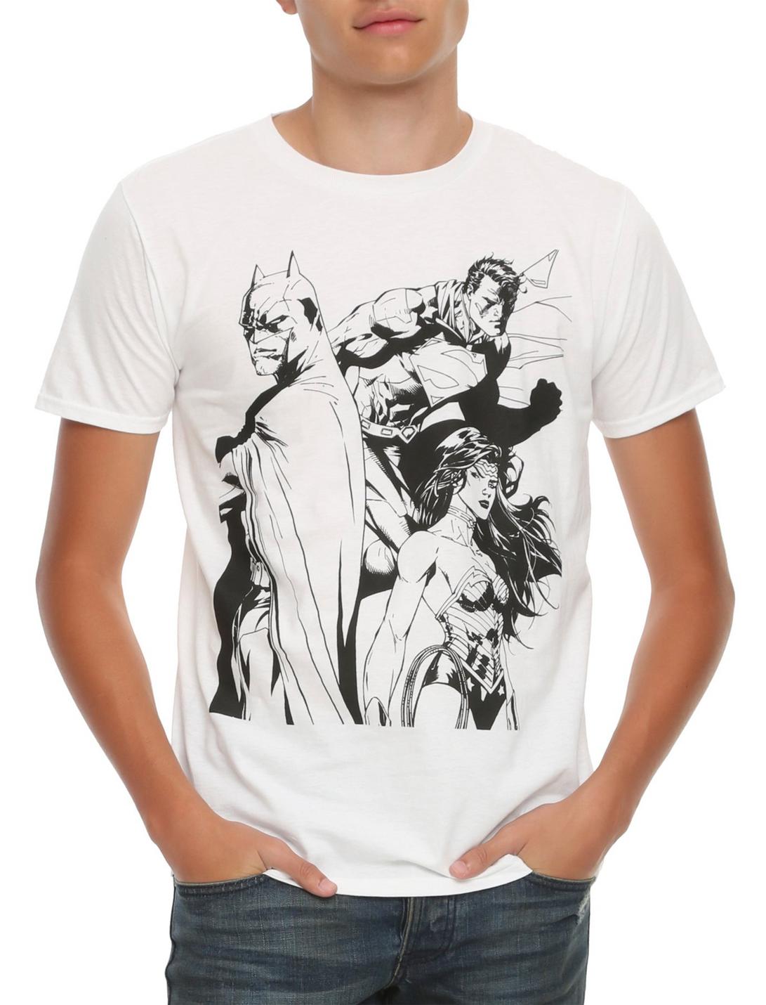 DC Comics Batman/Superman/Wonder Woman: Trinity Line Art T-Shirt, BLACK, hi-res