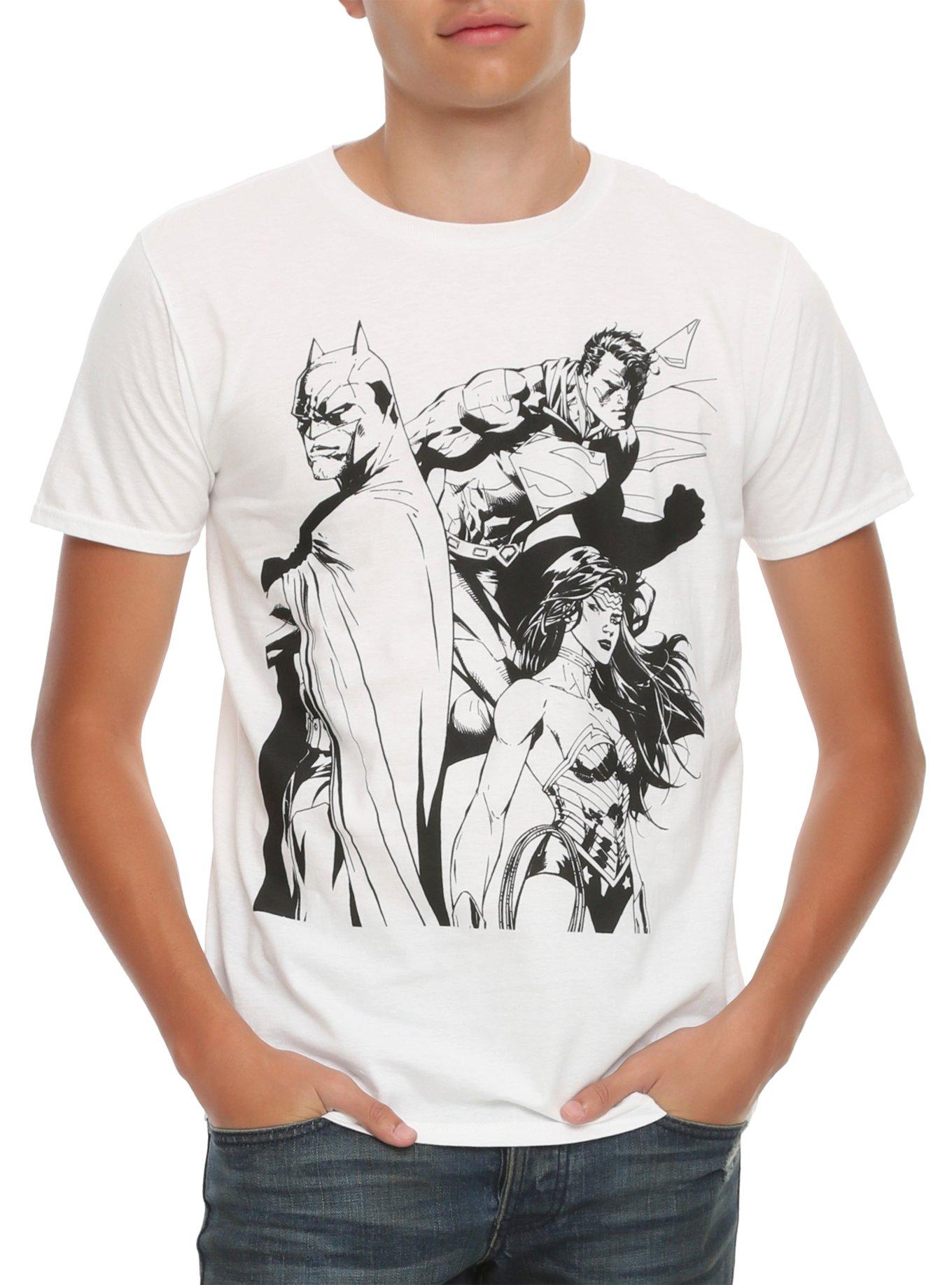 DC Comics Batman/Superman/Wonder Woman: Trinity Line Art T-Shirt, BLACK, hi-res