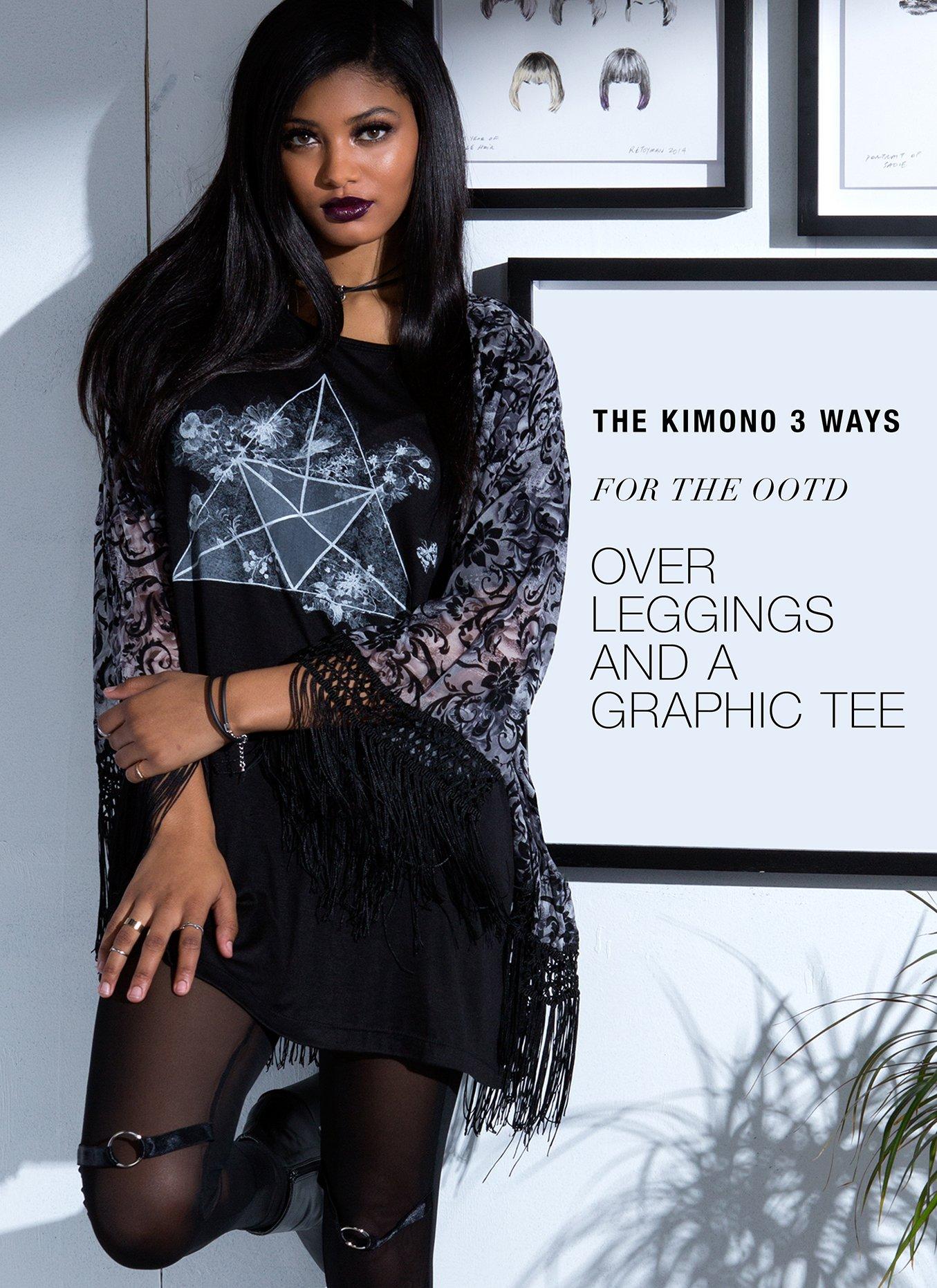 Geometric Floral Girls Top, BLACK, hi-res