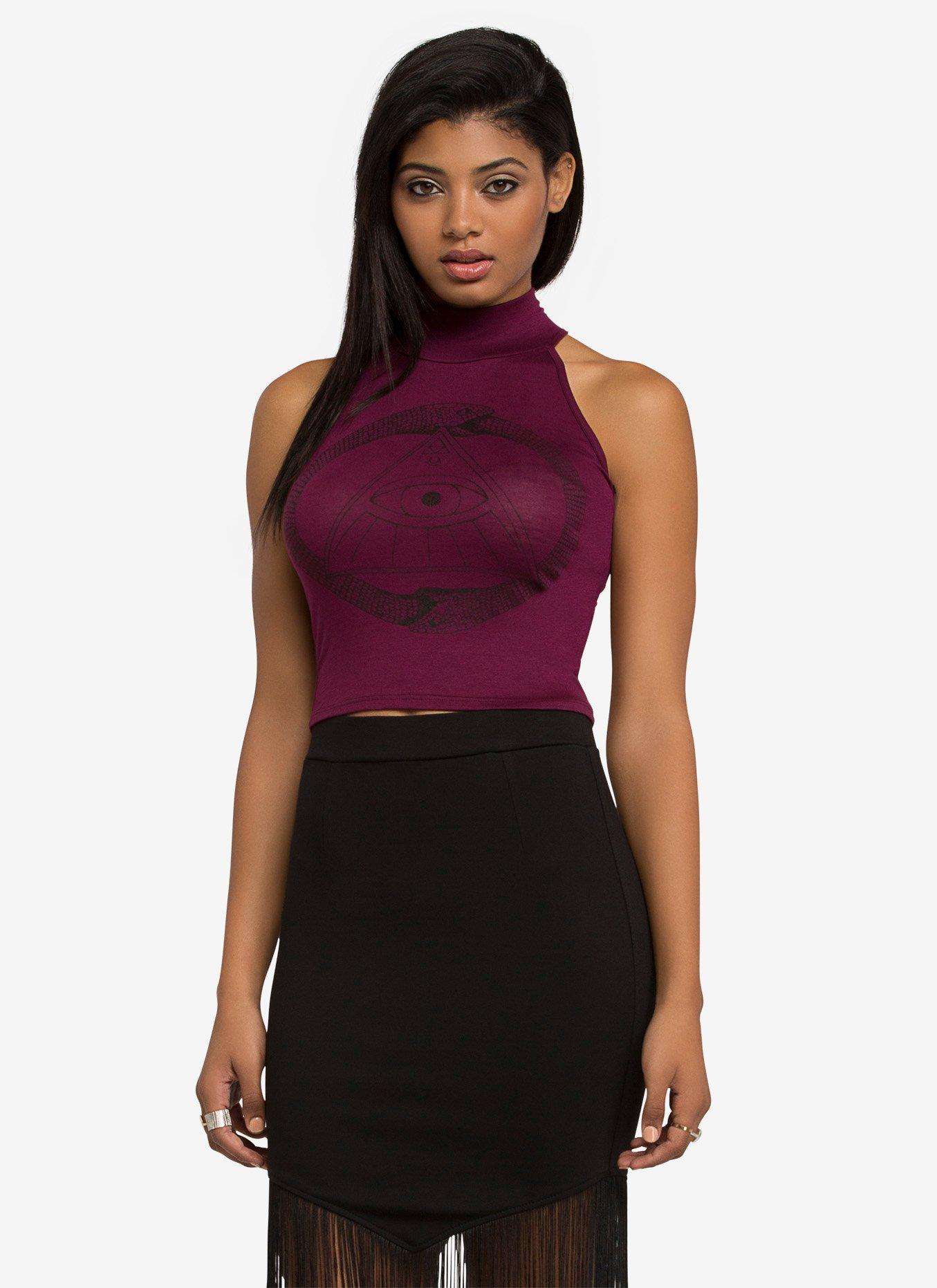 Infinity Snake Girls Crop Top, BURGUNDY, hi-res