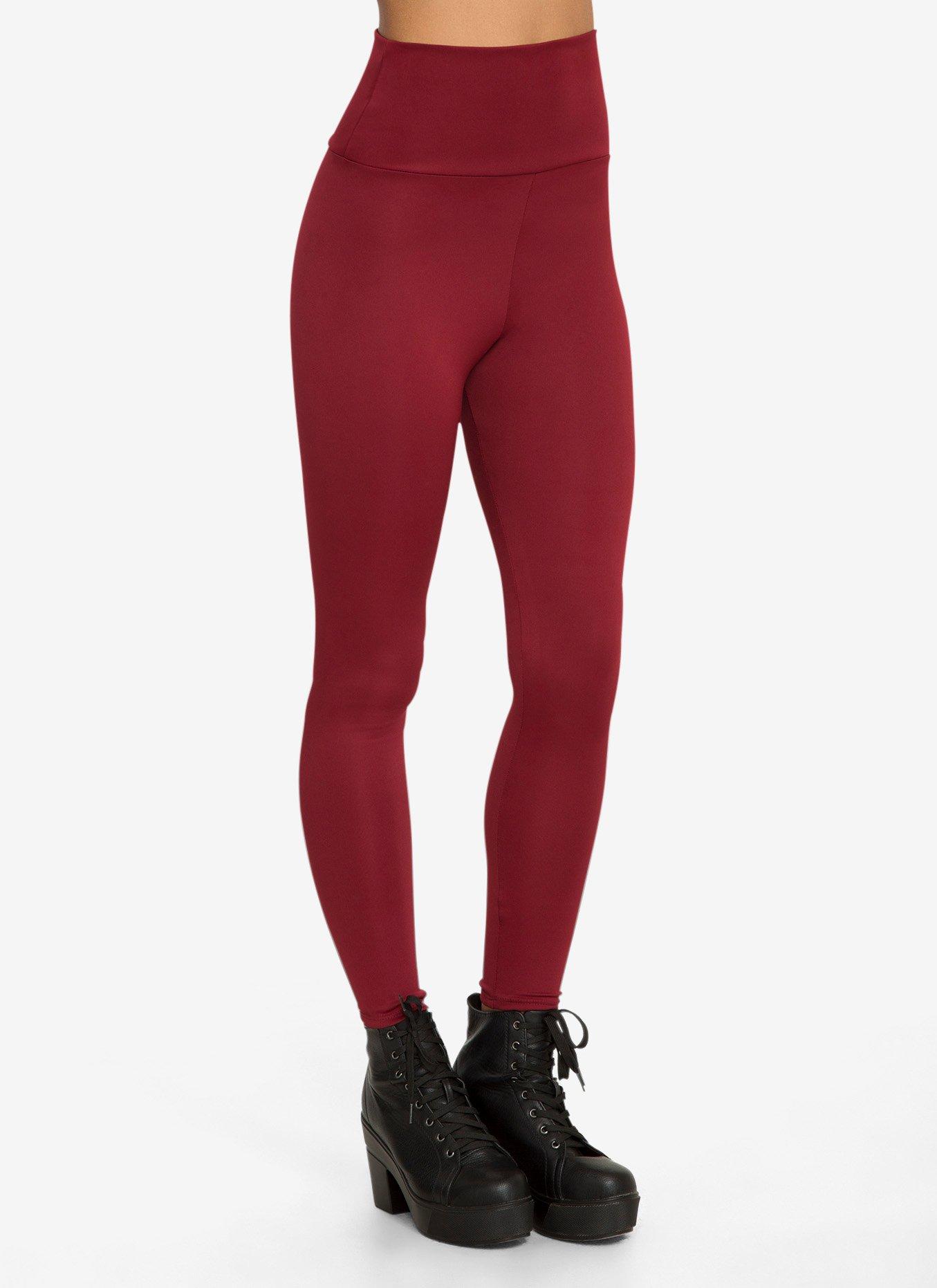 High-Waist Ponte Leggings, BURGUNDY, hi-res