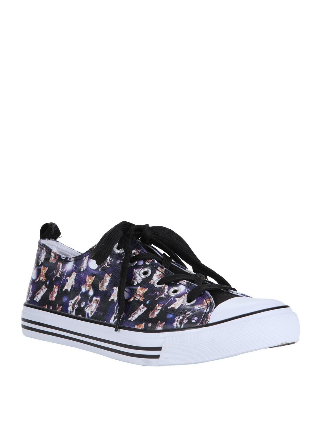 Galaxy Cats Lace-Up Sneakers, BLACK, hi-res