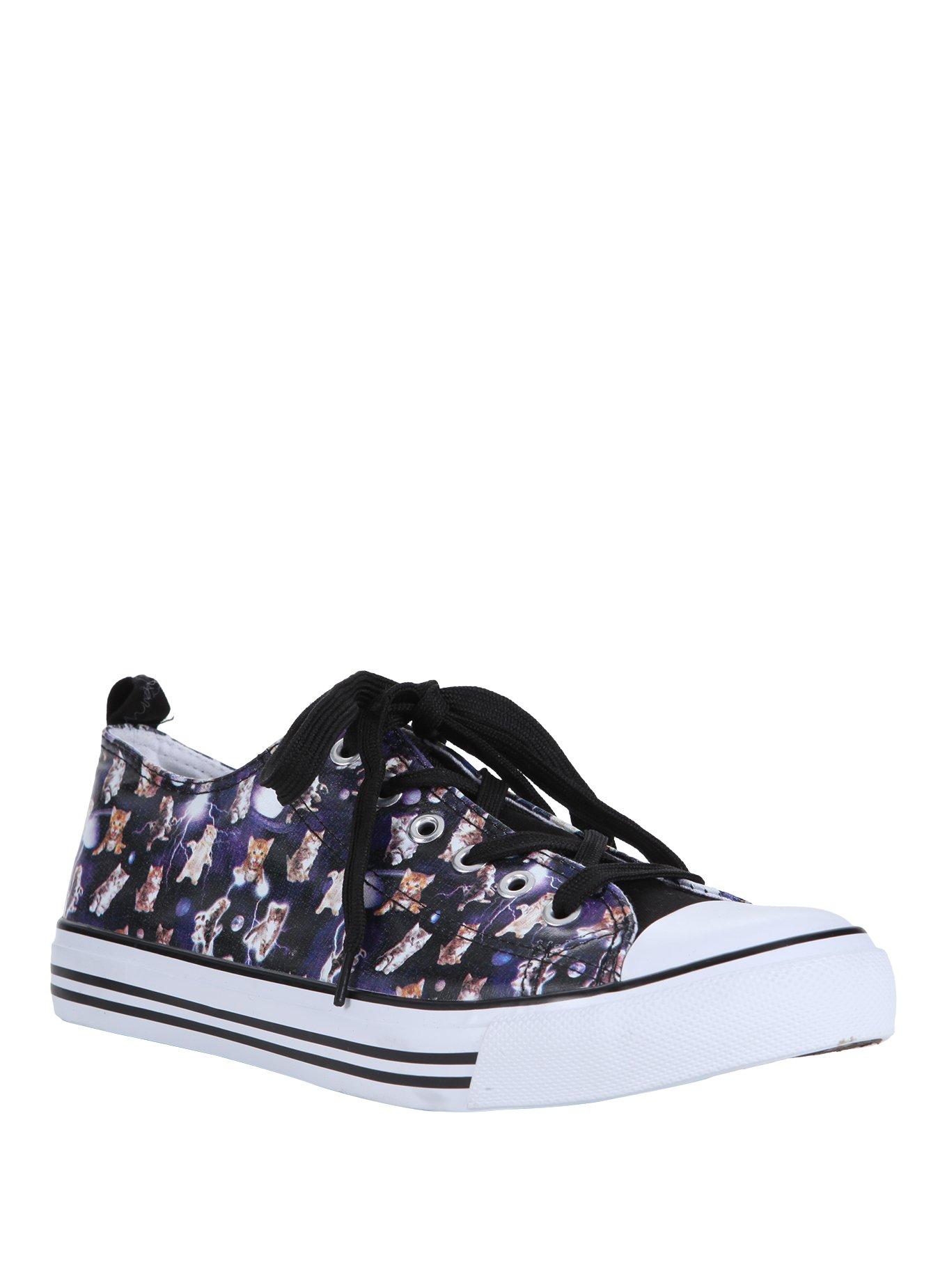 Galaxy Cats Lace-Up Sneakers, BLACK, hi-res