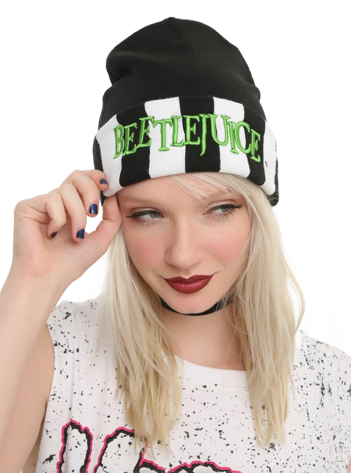 Beetlejuice Striped Cuff Beanie Hot Topic
