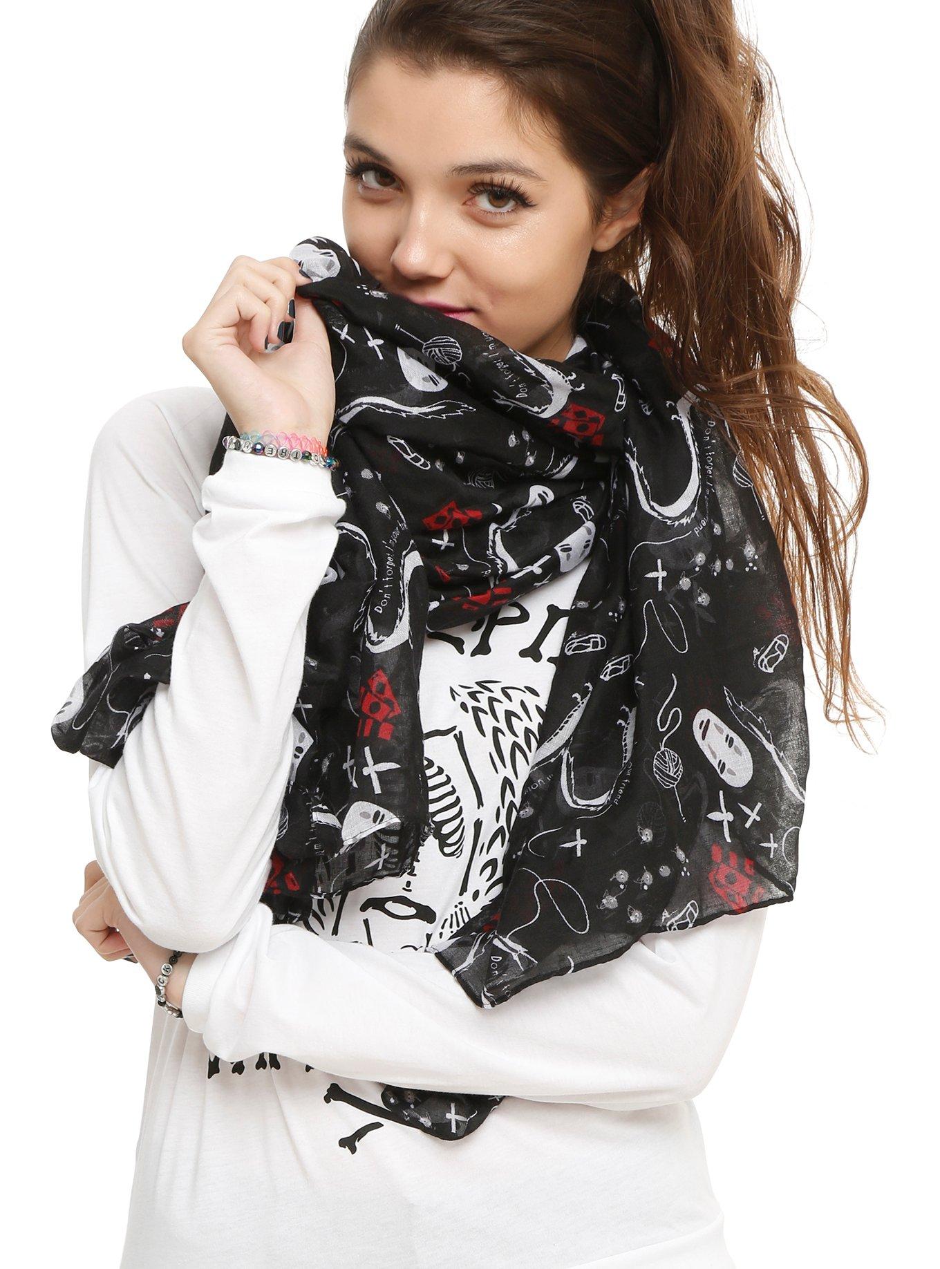 Witchy Scarf Halloween Sheer Scarf With Sun Moon Evil Eye 