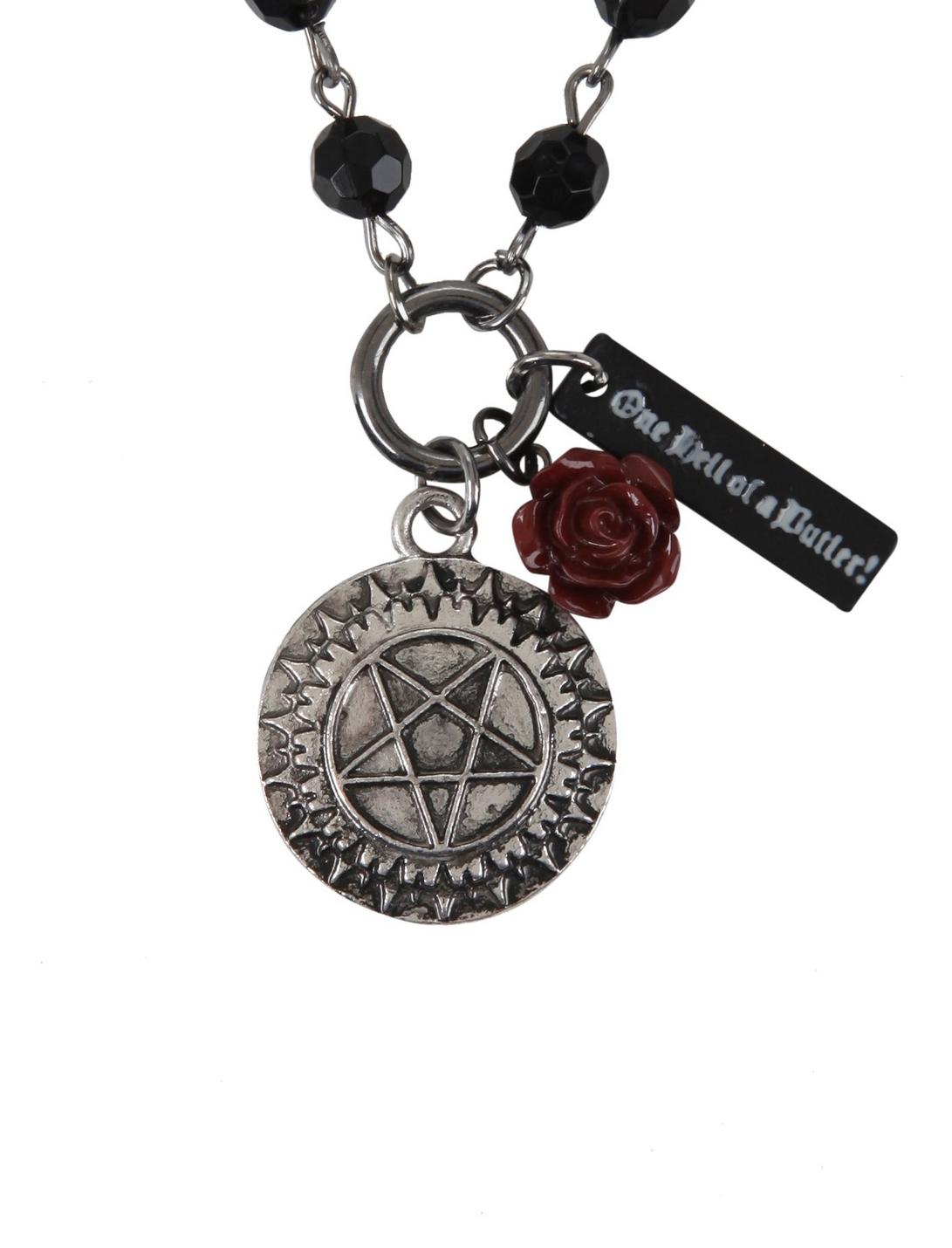 Black Butler Tetragrammaton Rosary Bead Necklace, , hi-res
