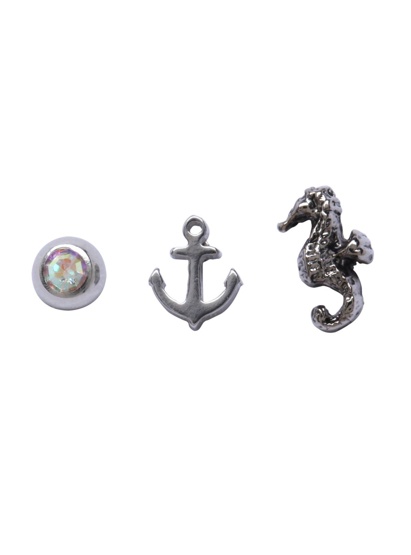 18G 1/4" Steel Nautical Cartilage 3 Pack, , hi-res