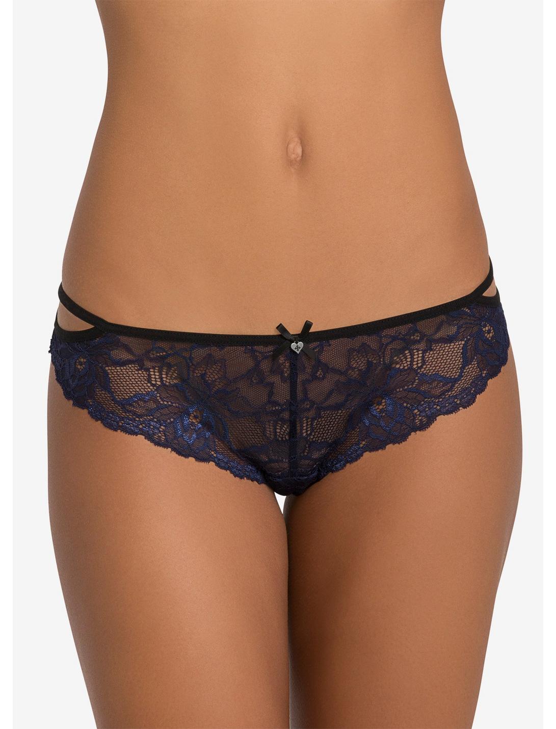 Strappy Lace Tanga Panty, NAVY, hi-res
