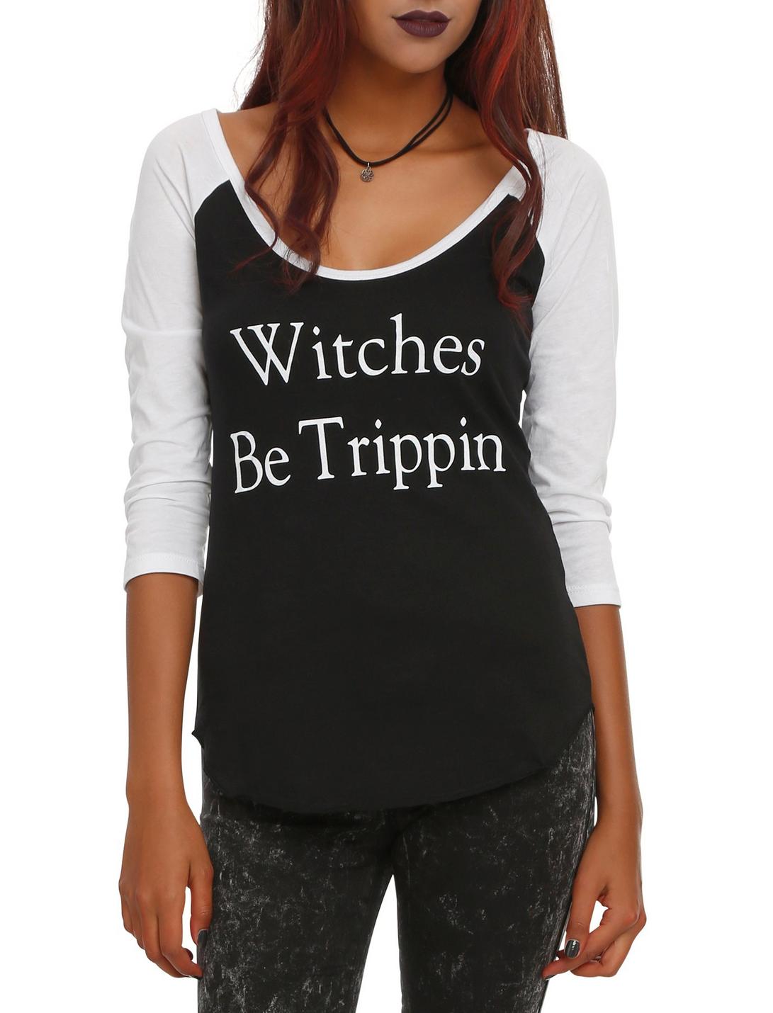 Witches Be Trippin Girls Raglan Top, BLACK, hi-res