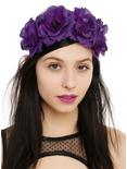 Purple Glitter Rose Stretch Headband, , hi-res