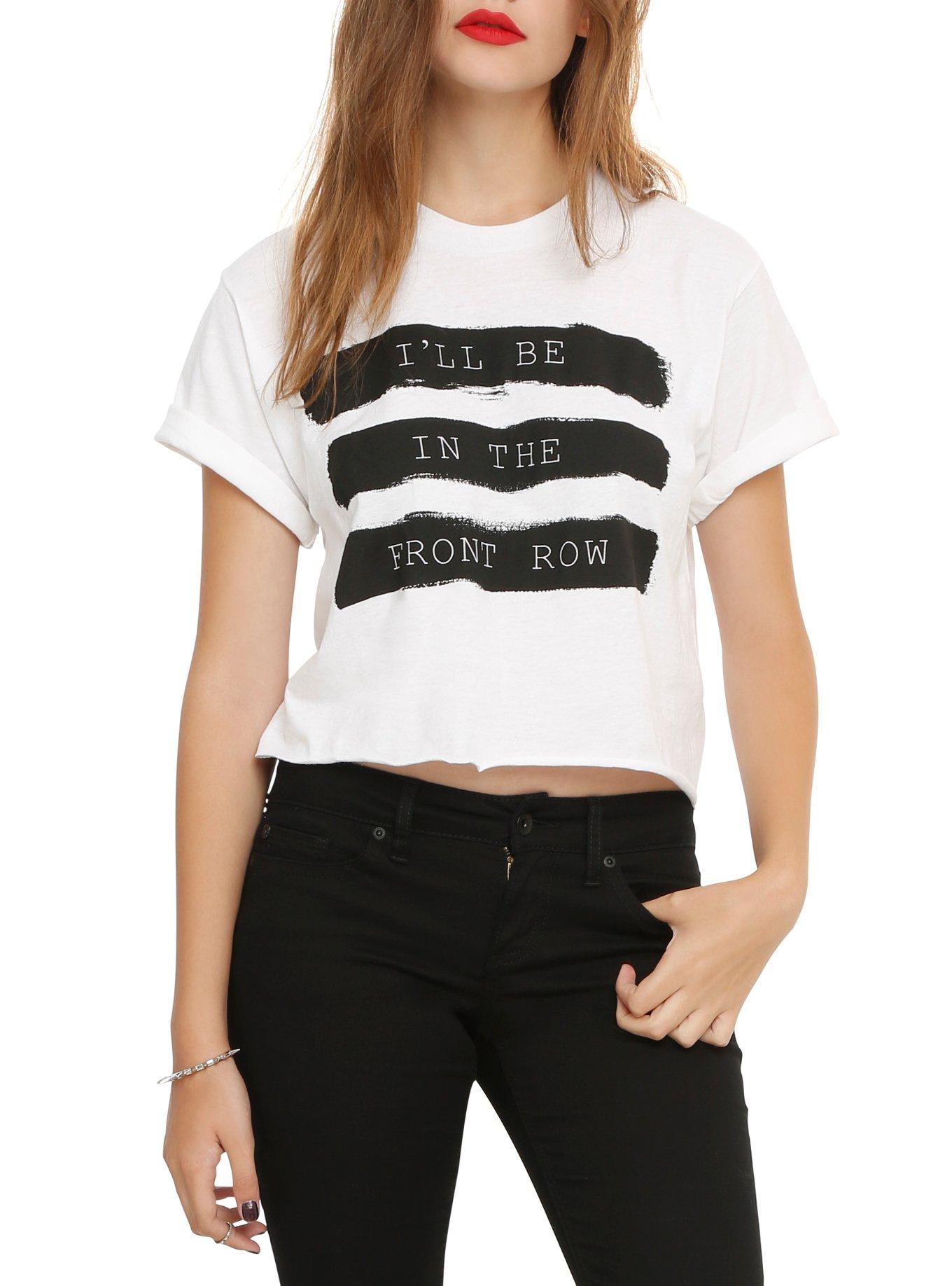 I'll Be In The Front Row Girls Crop Top, WHITE, hi-res