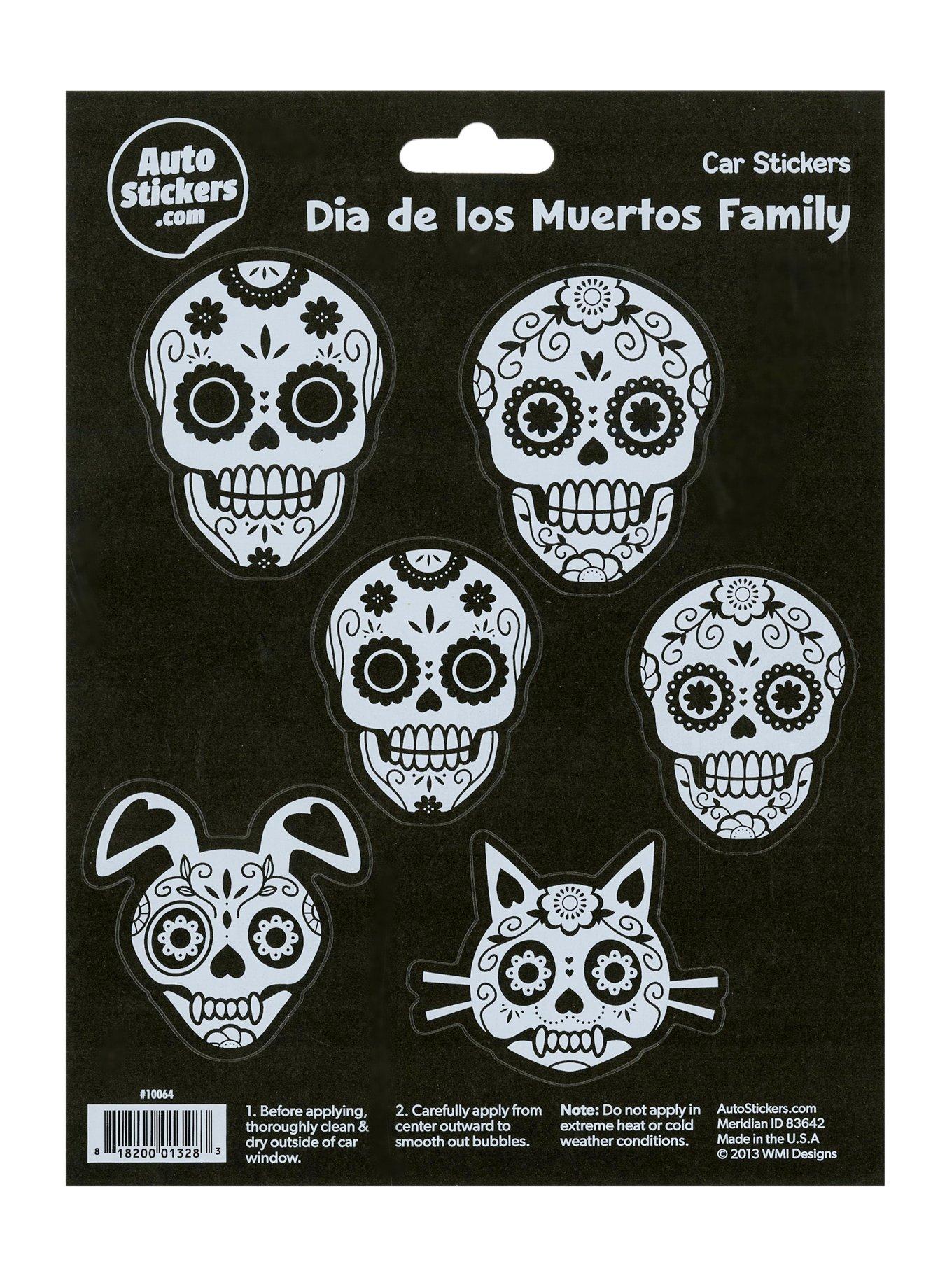 Day Of The Dead Sugar Skull Family Car Sticker Set