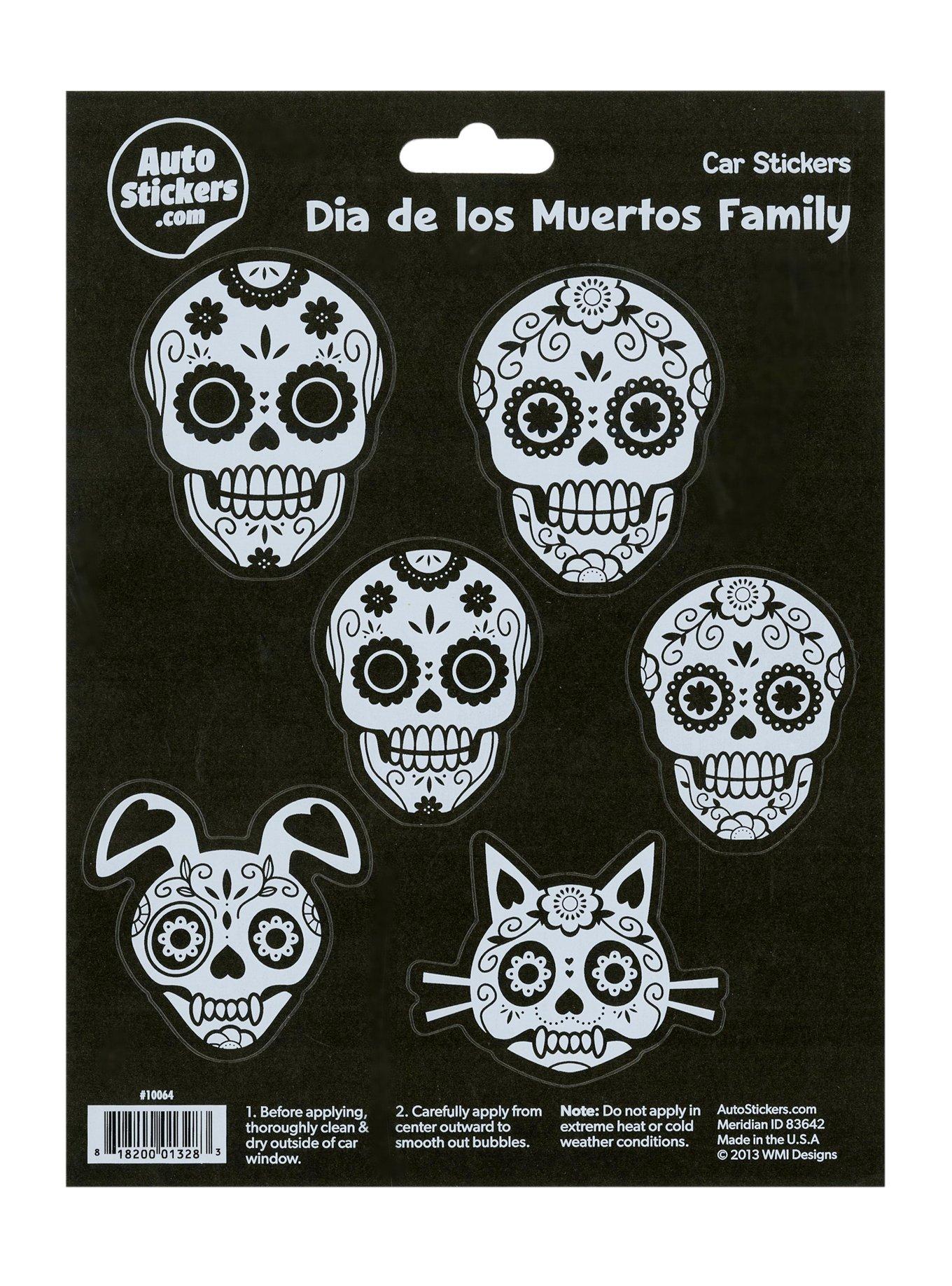 Day Of The Dead Sugar Skull Family Car Sticker Set, , hi-res