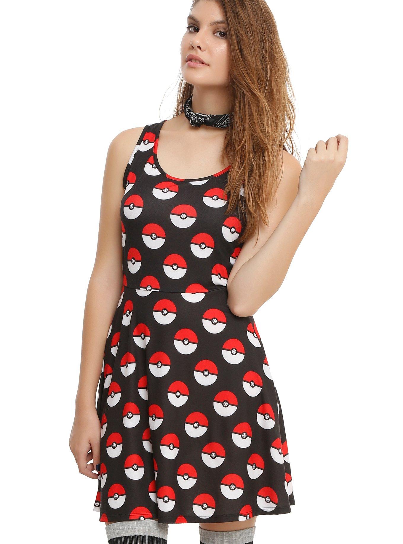 Pokemon Poke Ball Print Dress Hot Topic