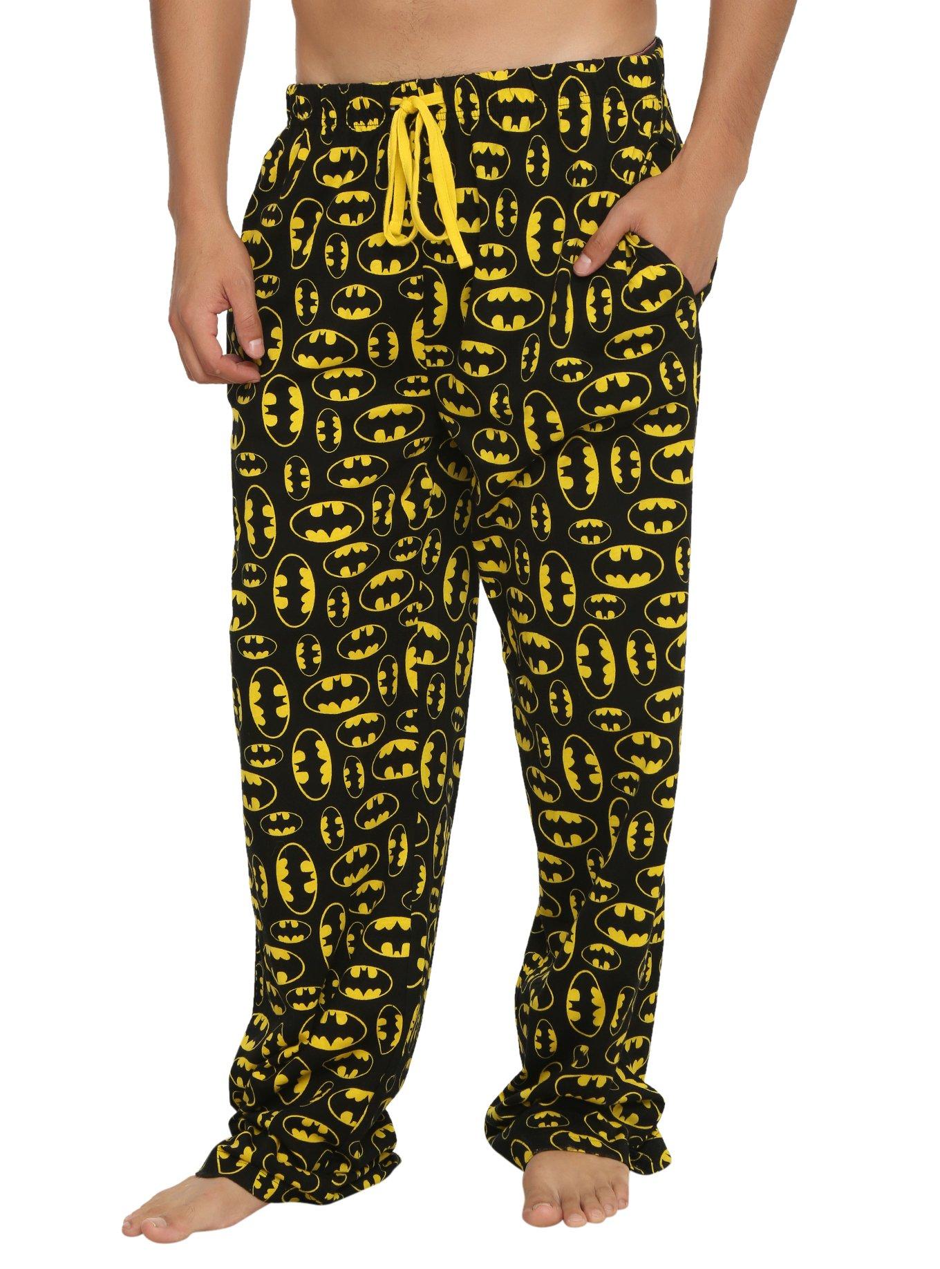 DC Comics Batman Logo Print Guys Pajama Pants, , hi-res