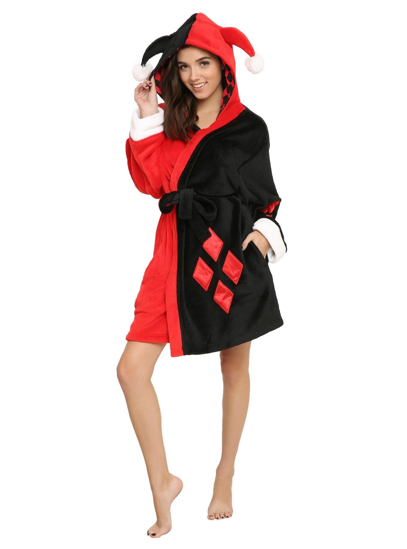 DC Comics Harley Quinn Girls Hooded Robe, BLACK, hi-res