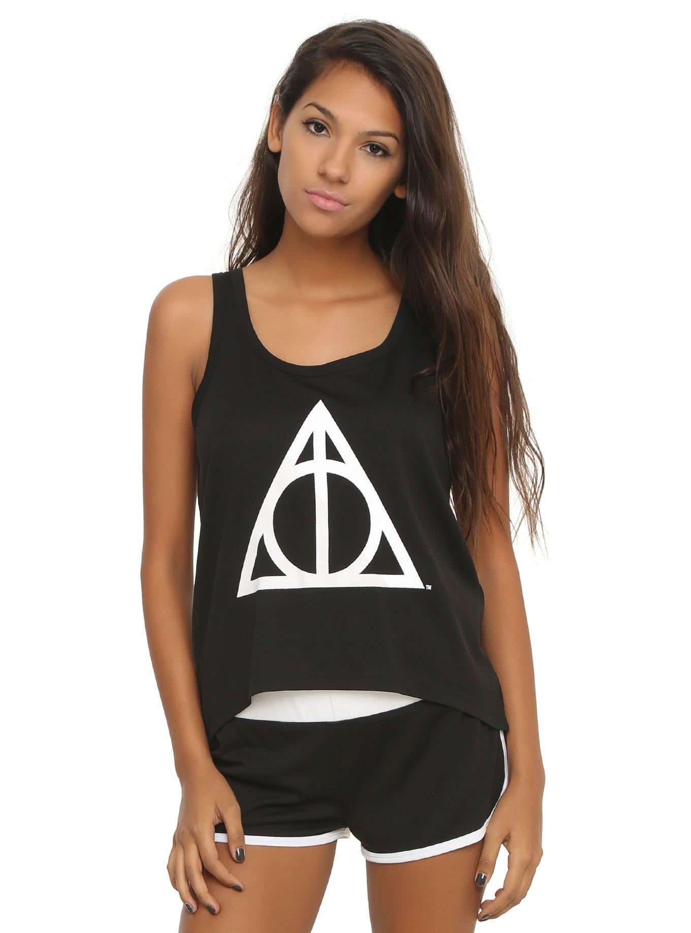 Harry Potter Deathly Hallows Mesh Lounge Tank Set, BLACK, hi-res