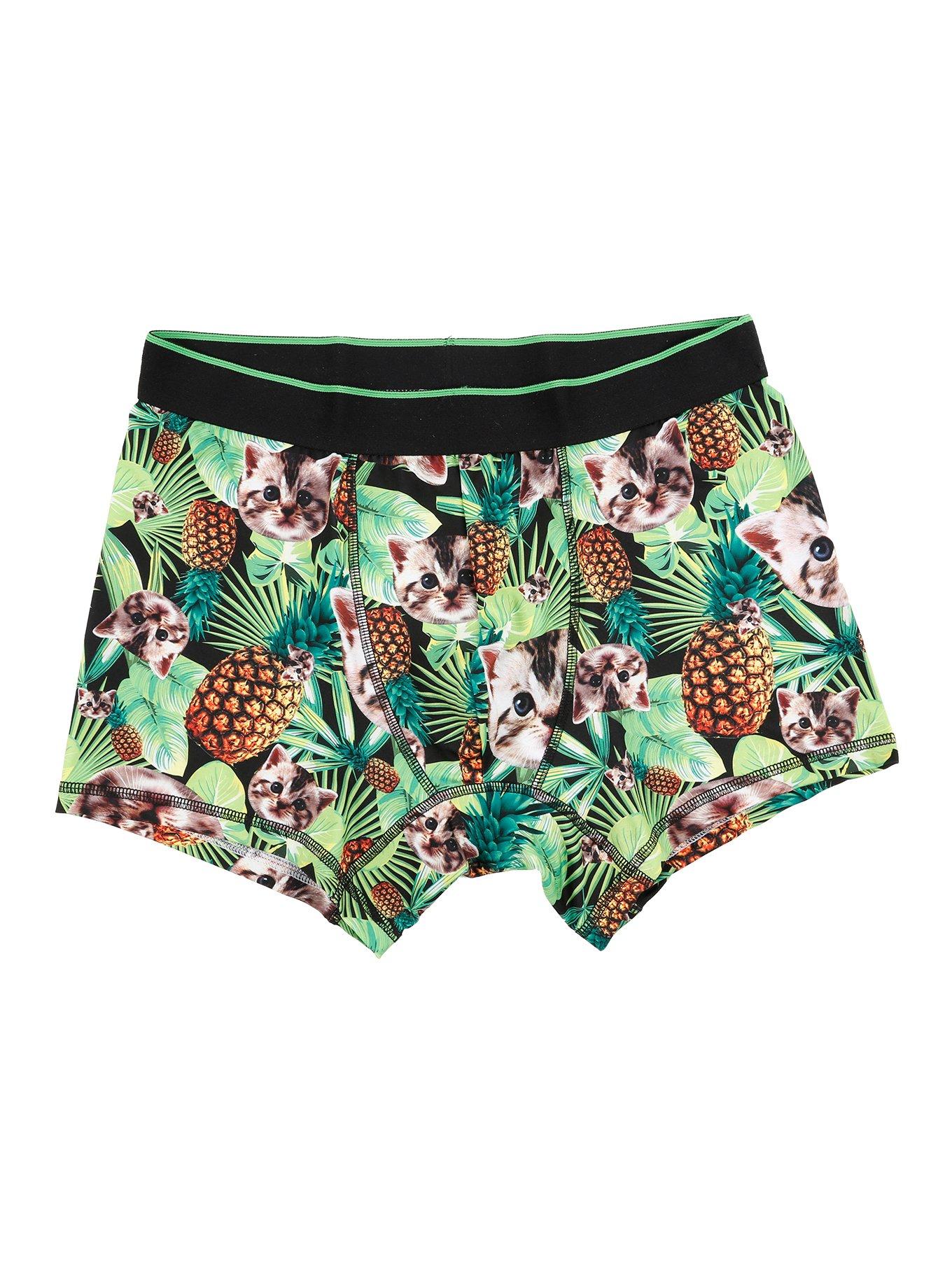 Pineapple Cats Boxer Briefs, BLACK, hi-res